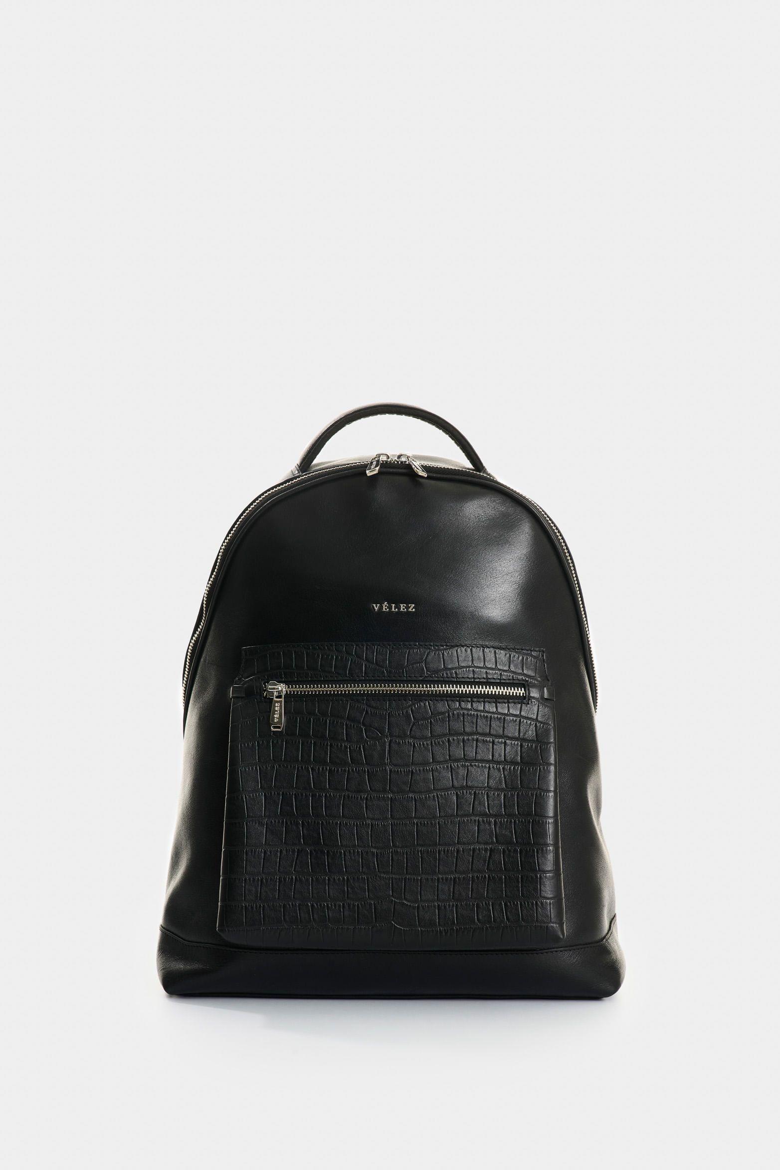 Vélez Morral De Cuero Grabado  Mujer Floral Negro-0