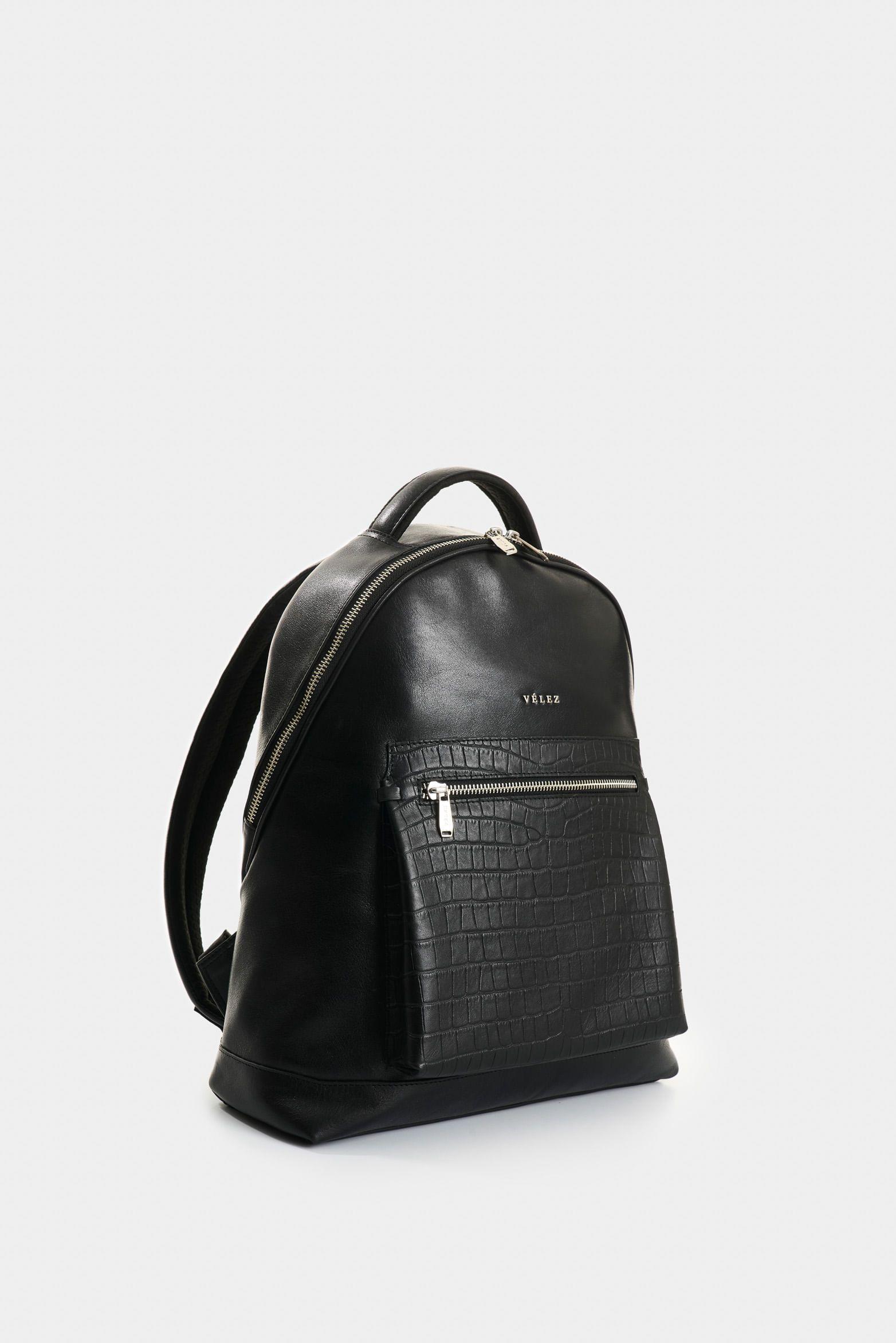Vélez Morral De Cuero Grabado  Mujer Floral Negro-1