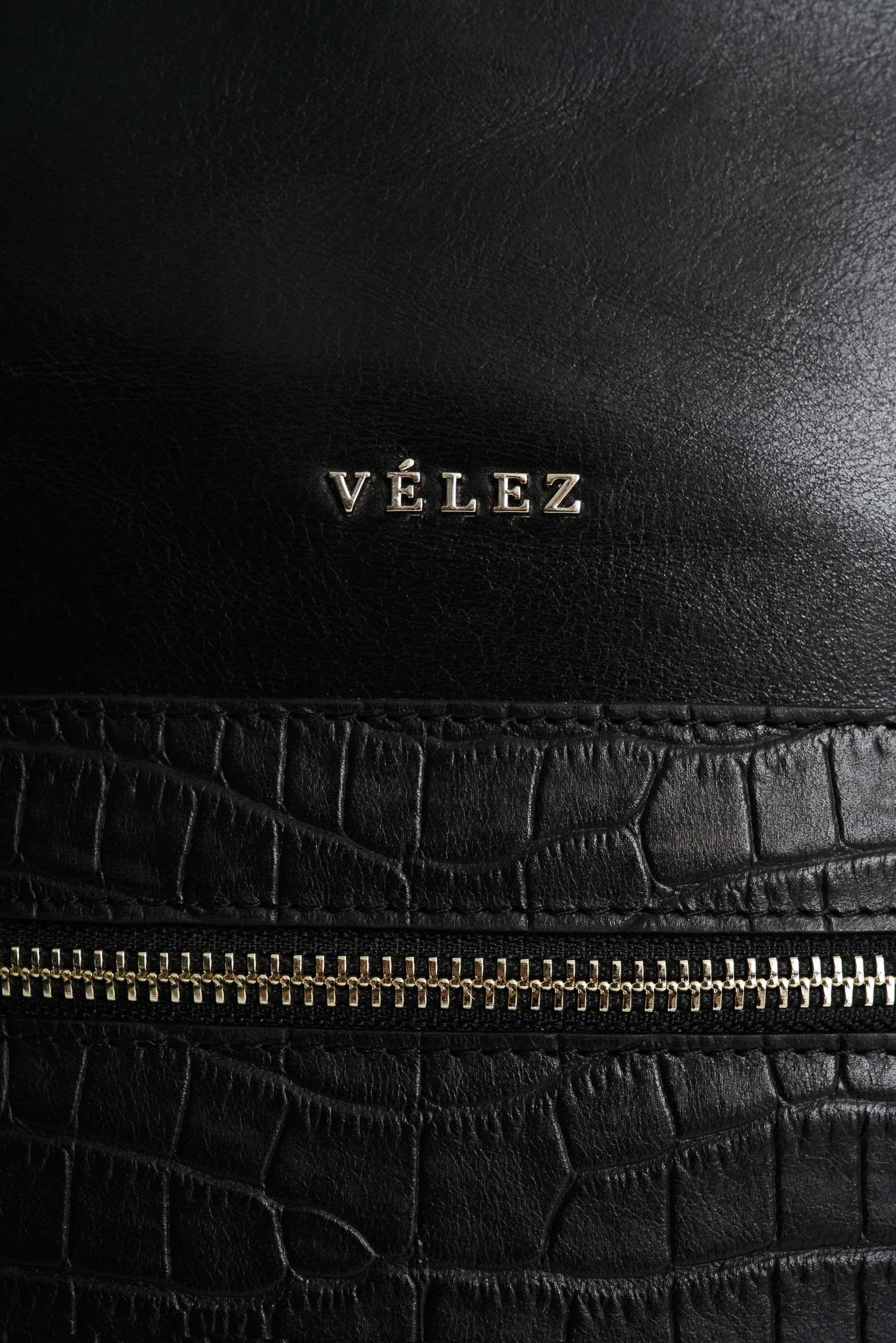 Vélez Morral De Cuero Grabado  Mujer Floral Negro-3