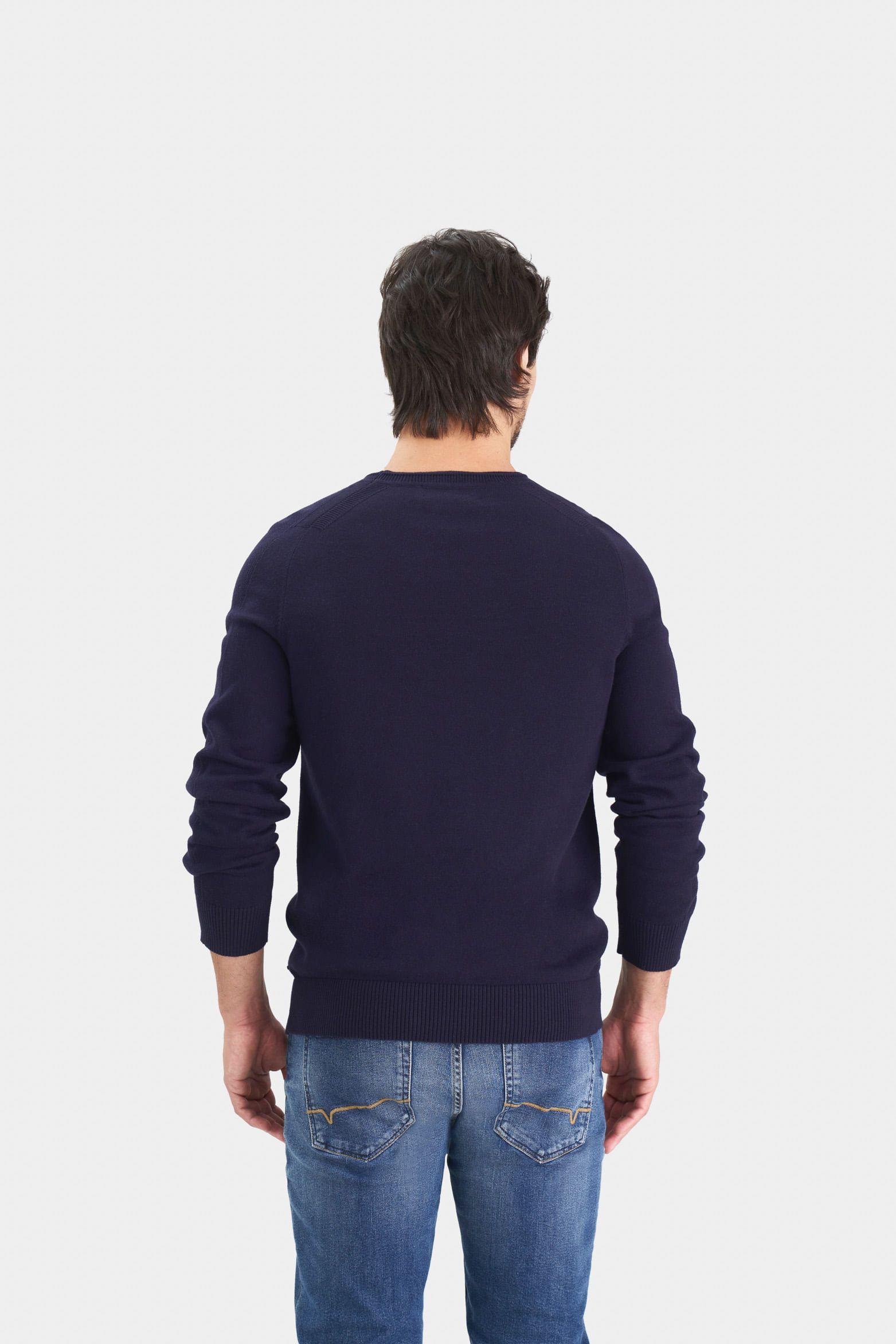 Vélez Sweater Tejido Algodón Hombre Manga Ranglan Azul Oscuro-4