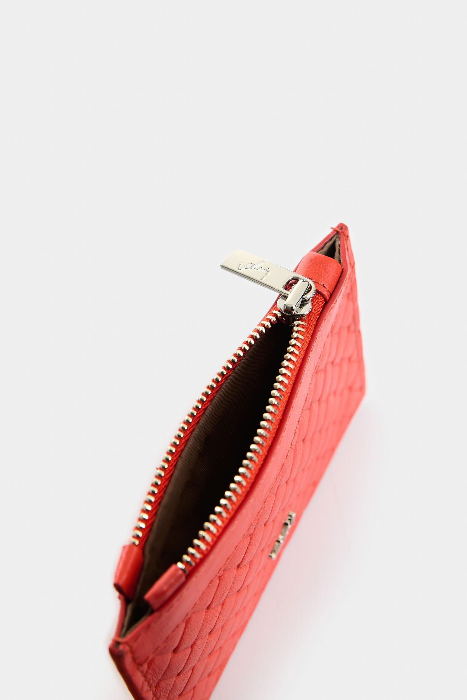 Vélez Porta Documentos De Cuero Grabado Para Mujer Gael Rojo-4