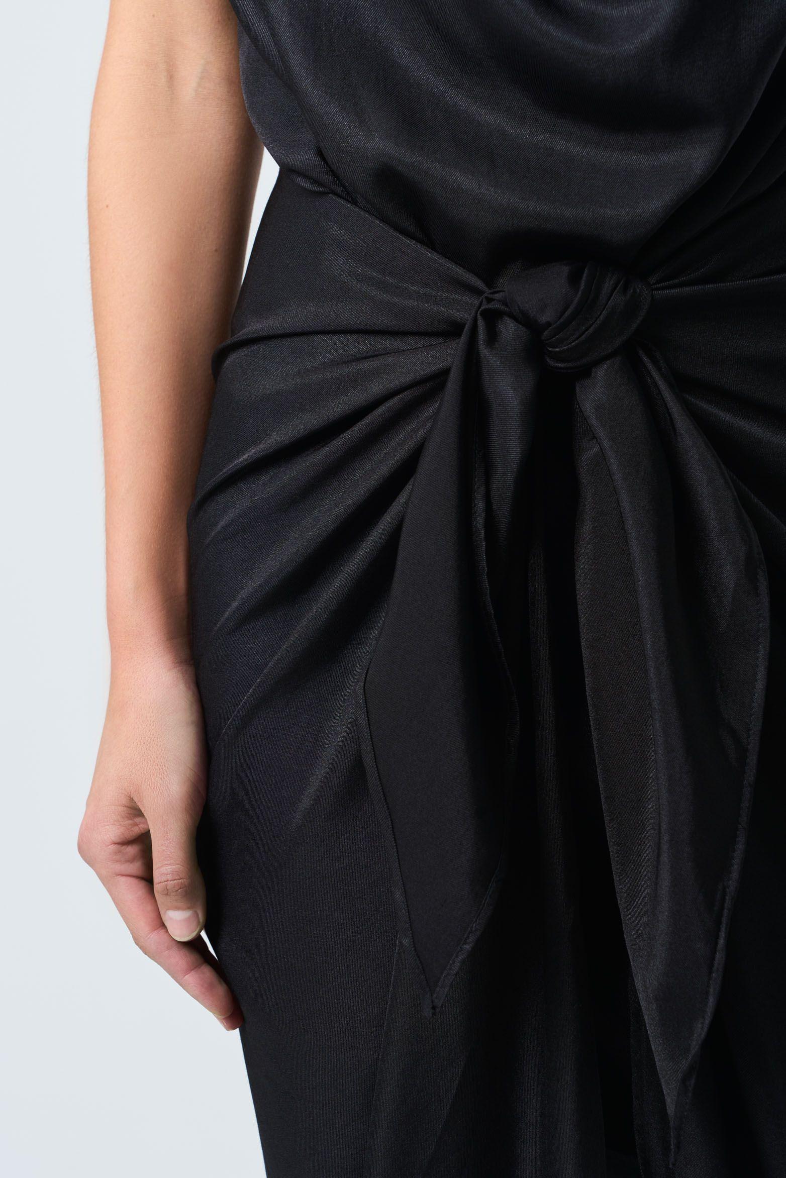 Vestido midi Draco para mujer drapeado negro-5