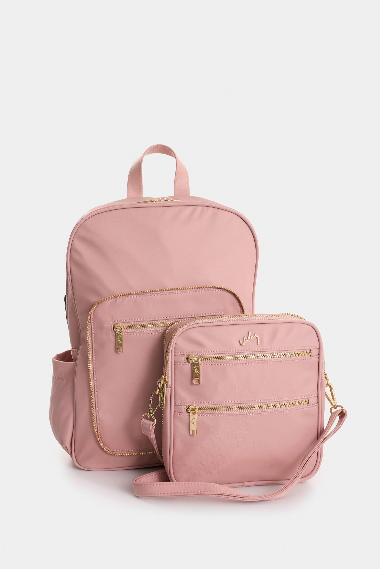 Vélez Mochila Broni De Lona Para Mujer Versátil Rosado-3