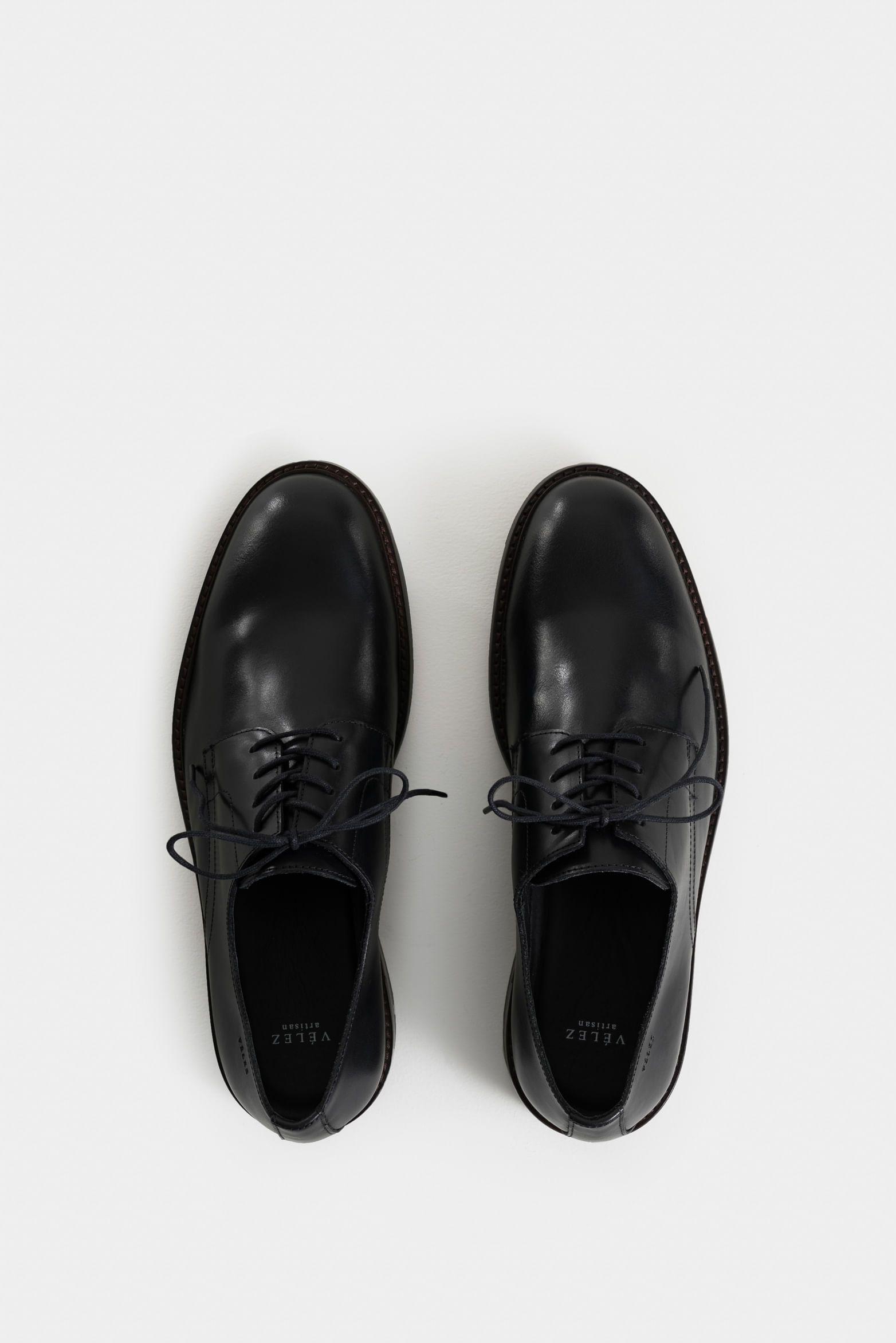 Vélez Zapatos Cordón Lunar Cuero Liso Hombre Negro-3
