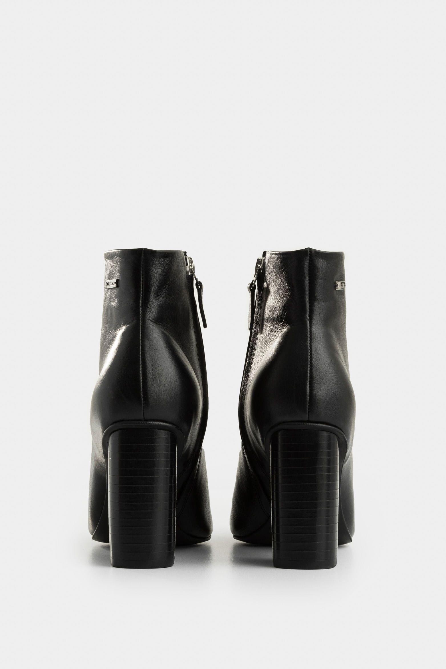 Vélez Botines Agata De Cuero Para Mujer Silueta Punta Negro-4