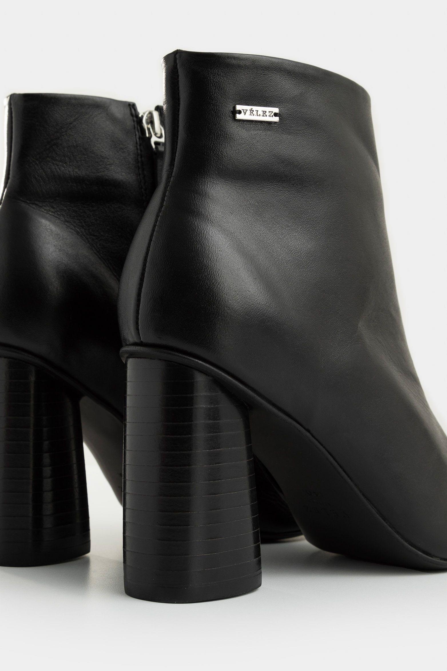 Vélez Botines Agata De Cuero Para Mujer Silueta Punta Negro-8