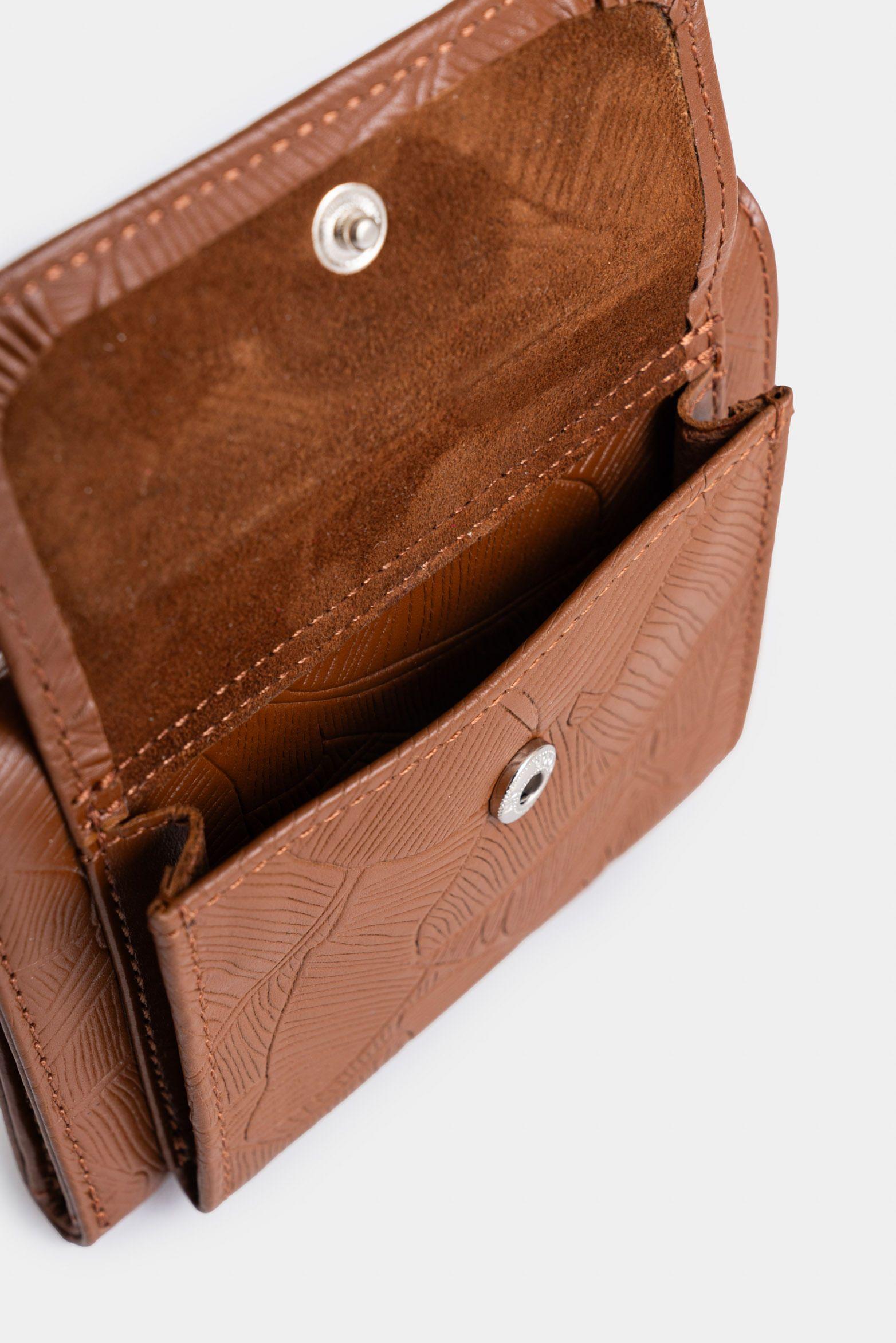 Billetera colory de cuero para mujer grabado placa palmeras miel-4