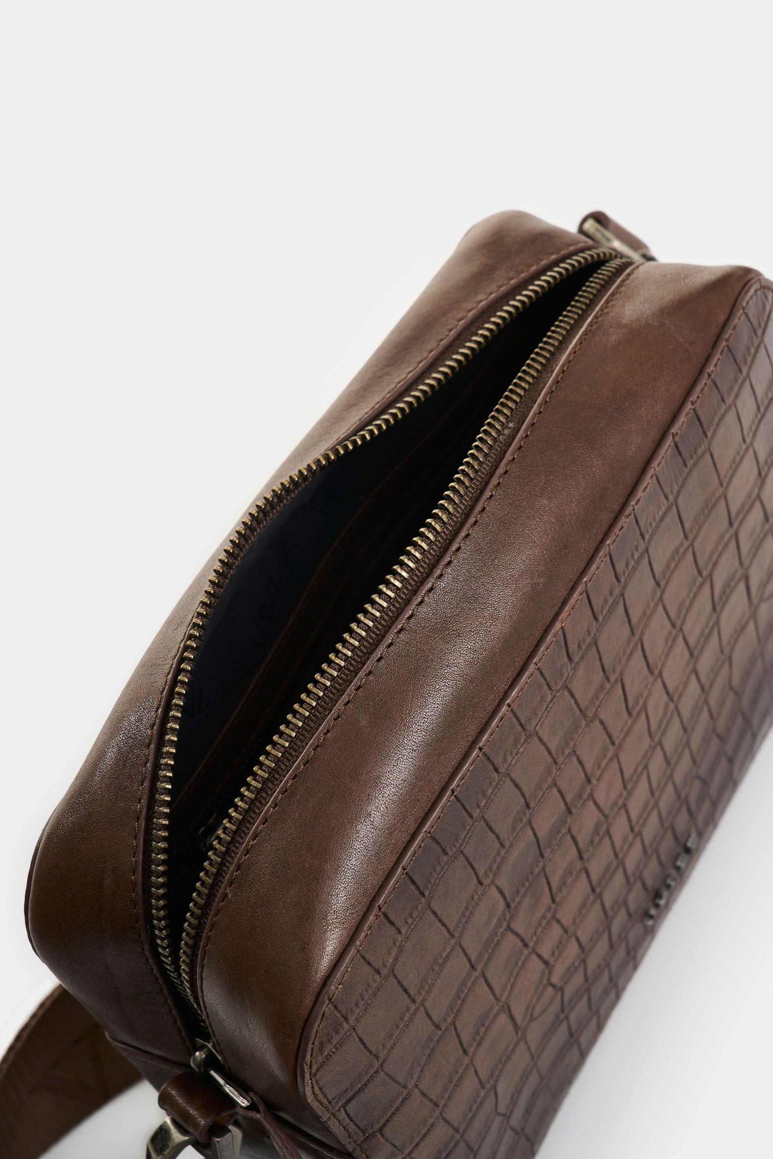 Vélez Manos Libres De Cuero Grabado  Hombre Gael Café-4