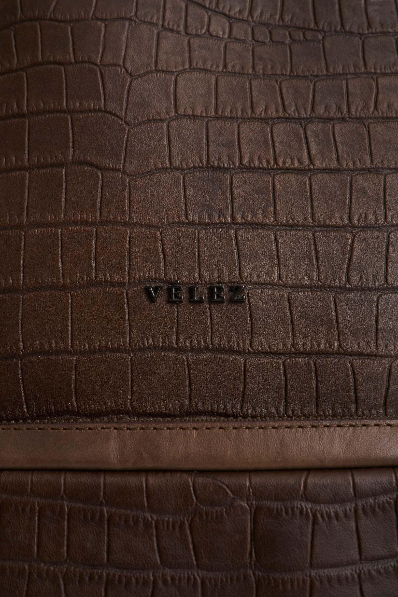 Vélez Morral De Cuero Grabado  Hombre Astra Café-3
