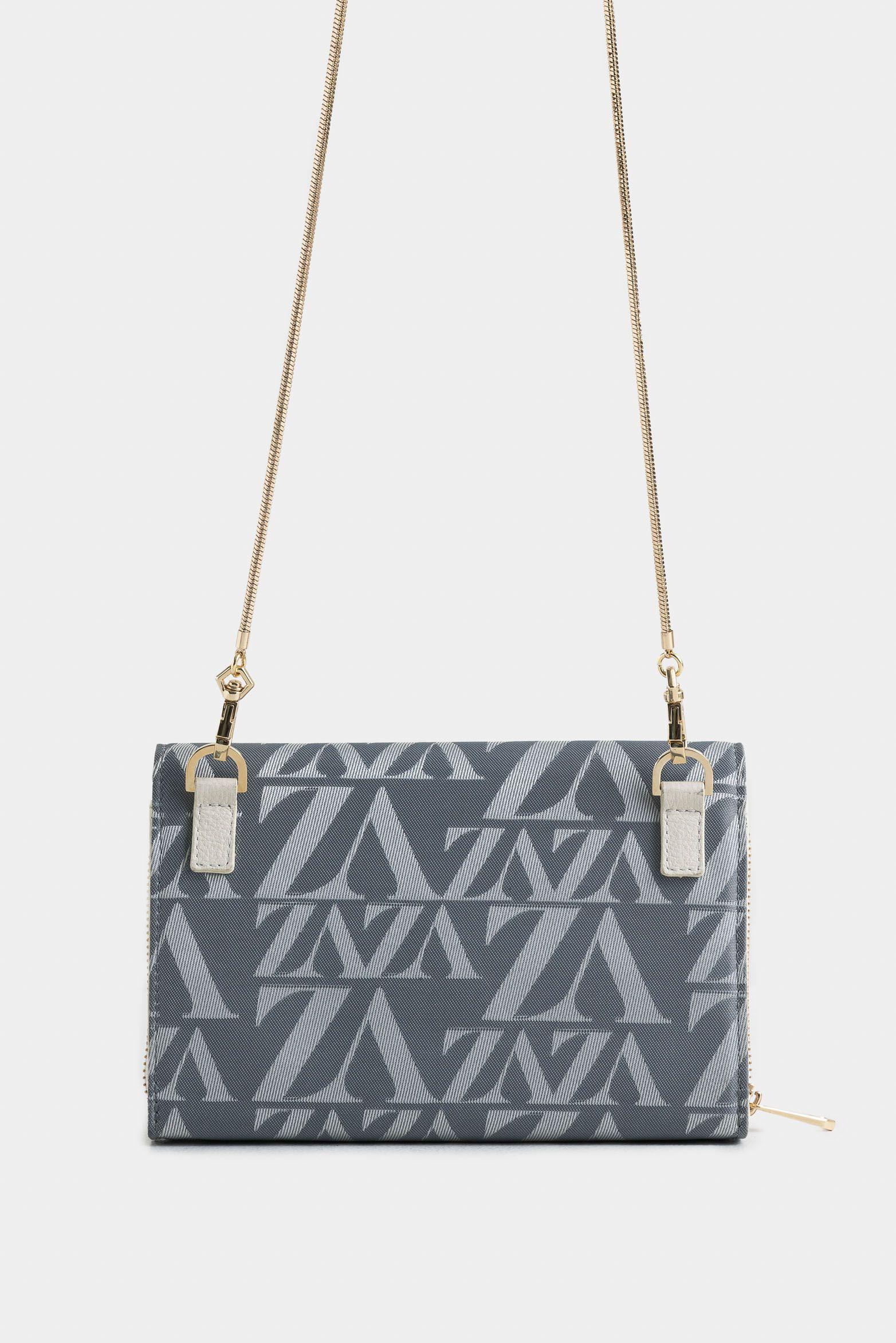 Manos Libres mini abi de cuero y lona para mujer monogram Gris-2