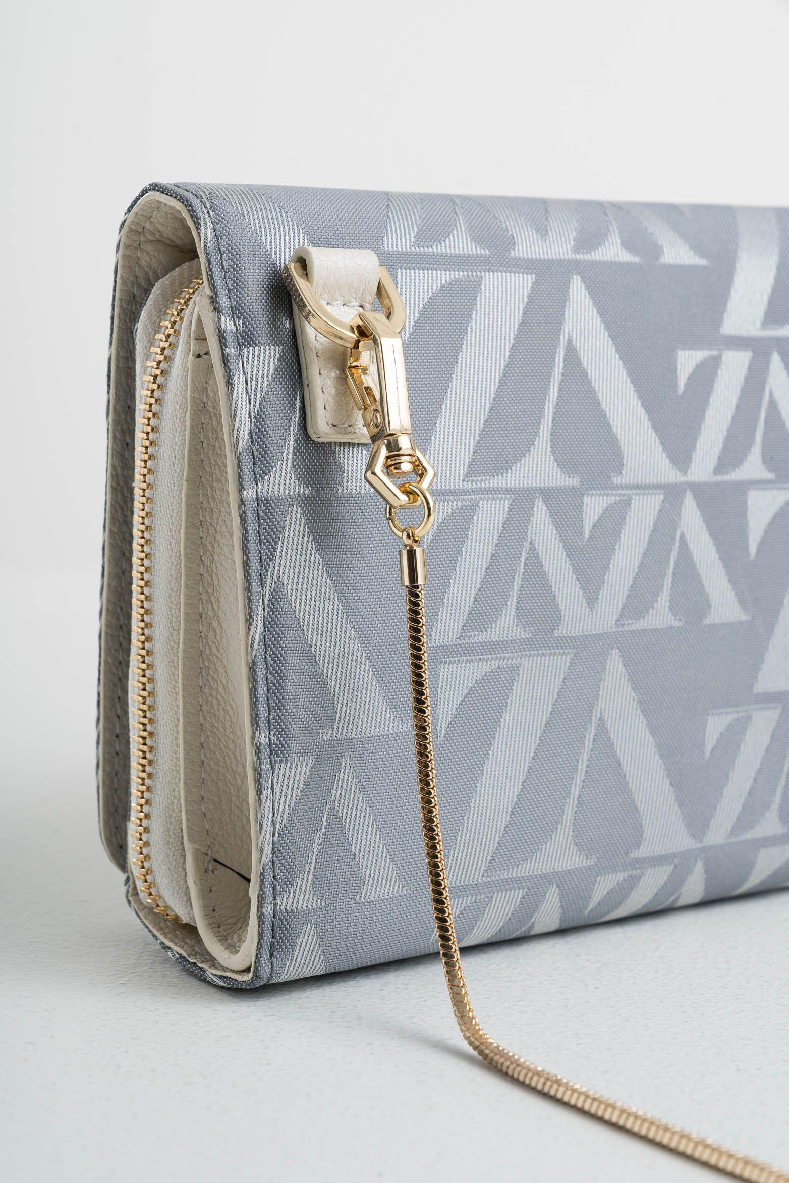 Manos Libres mini abi de cuero y lona para mujer monogram Gris-3