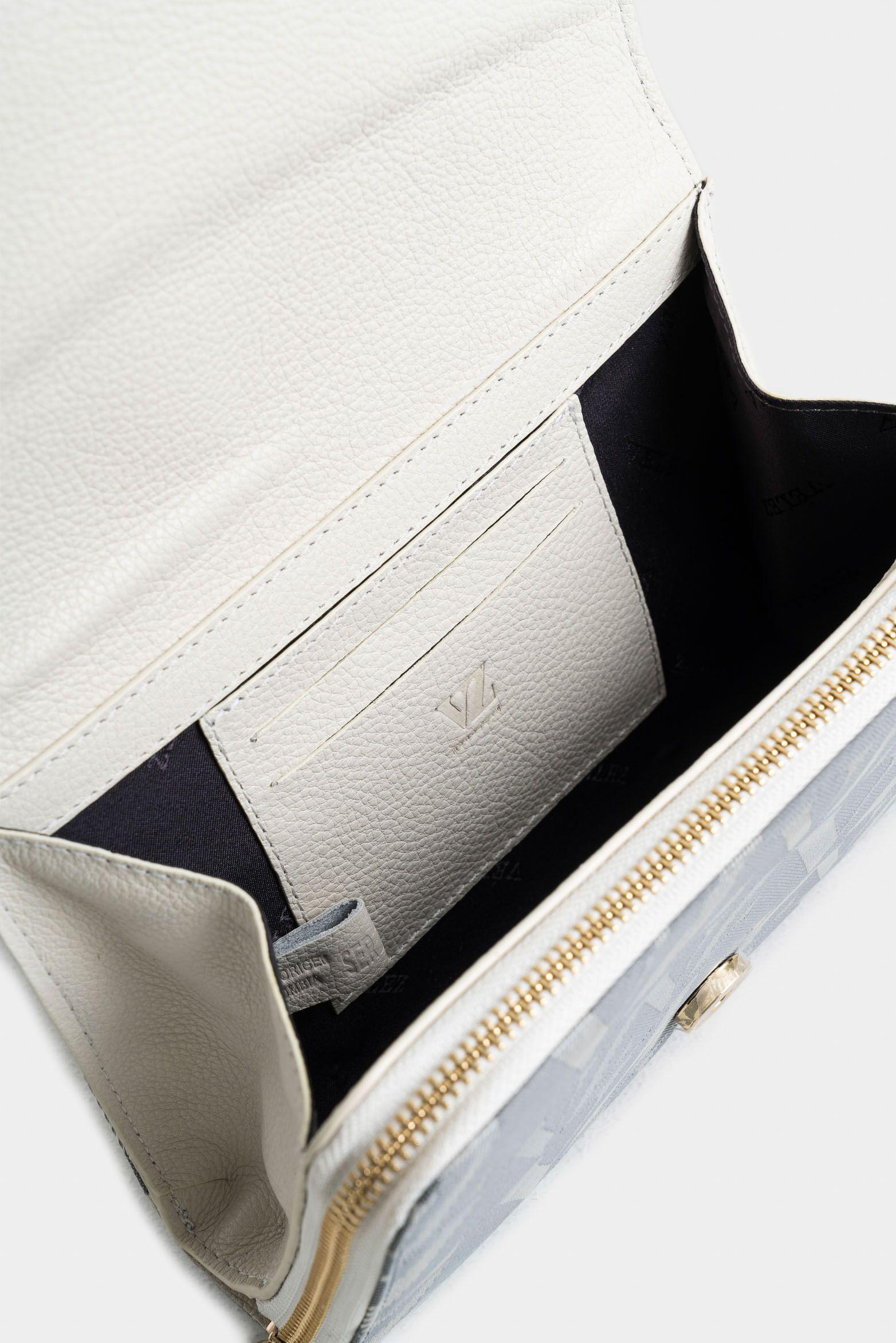 Manos Libres mini abi de cuero y lona para mujer monogram Gris-4