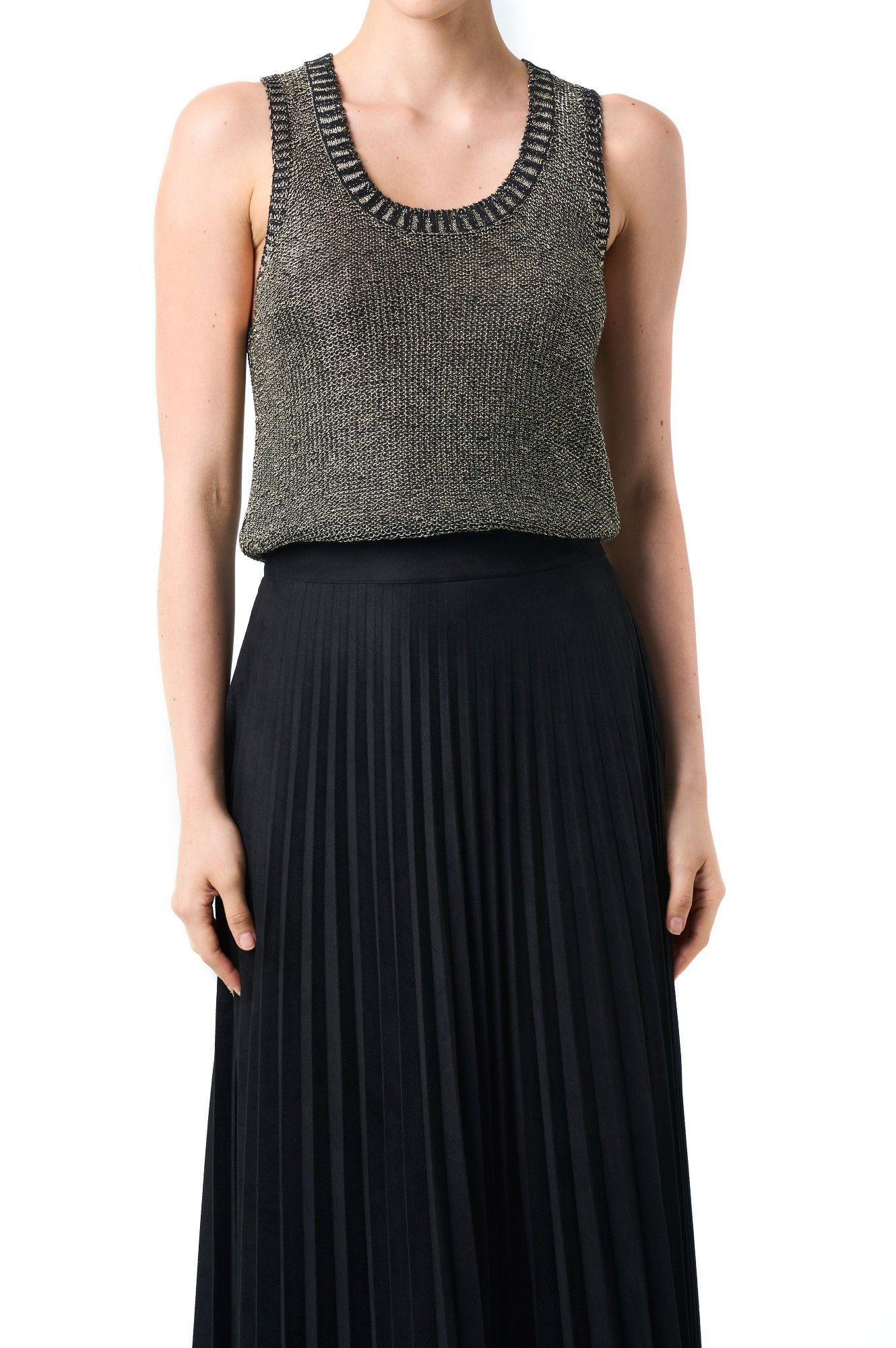 Vélez Falda Plisada Alma Para Mujer Tejido De Punto Negro-5
