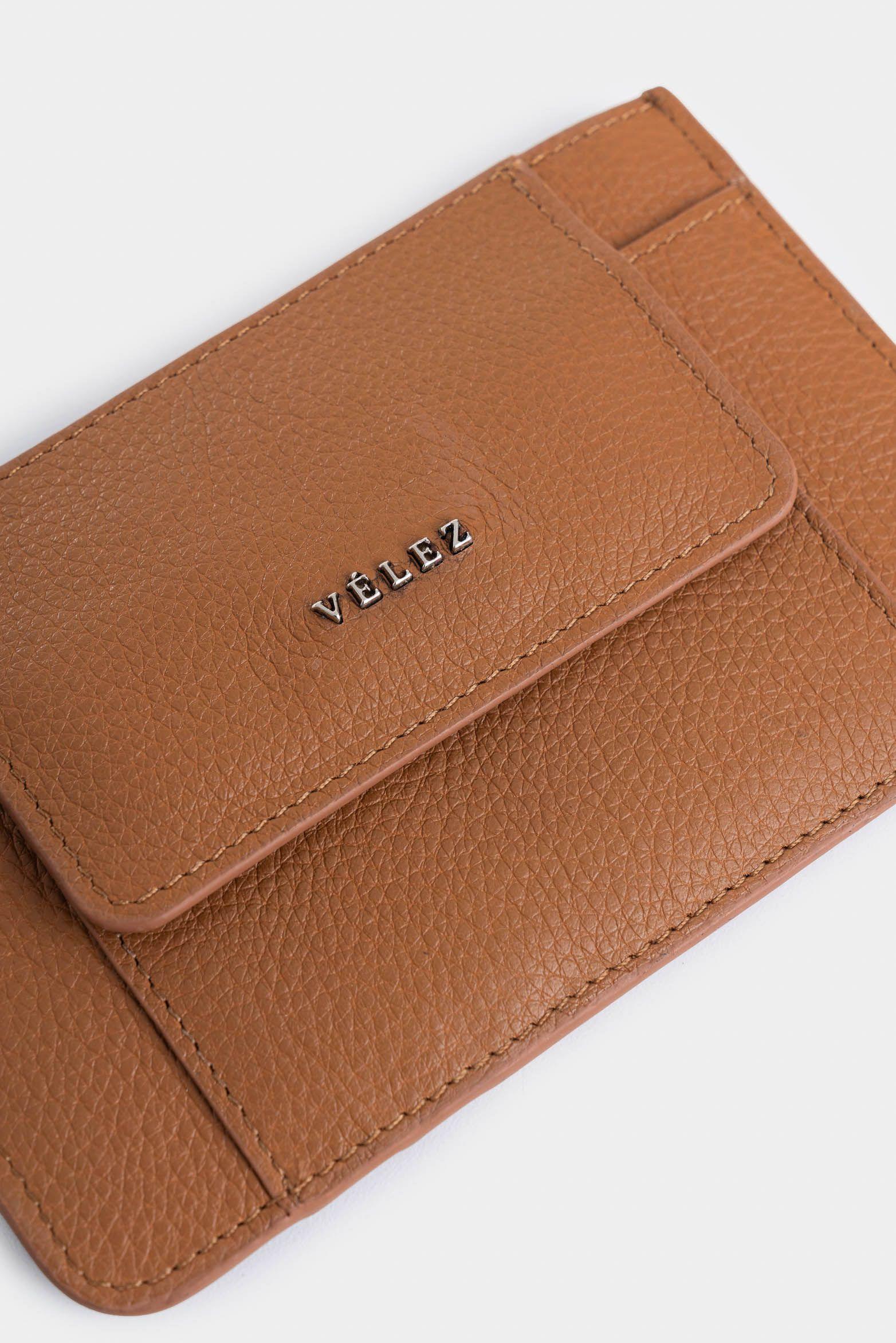 Porta documentos Aventurina de cuero para mujer bolsillo monedero miel-3