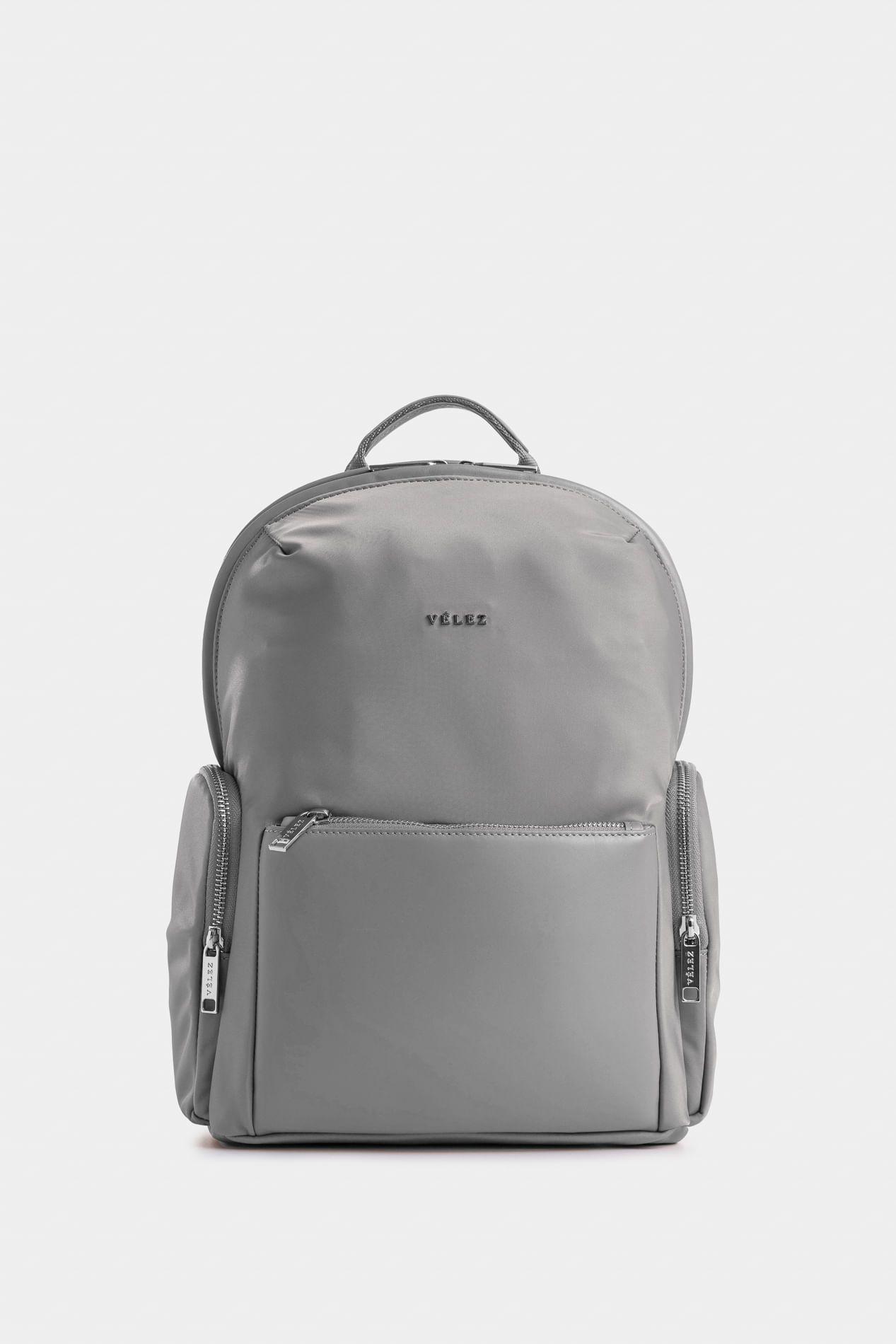 Tula morral de lona y cuero para mujer Orión gris-0