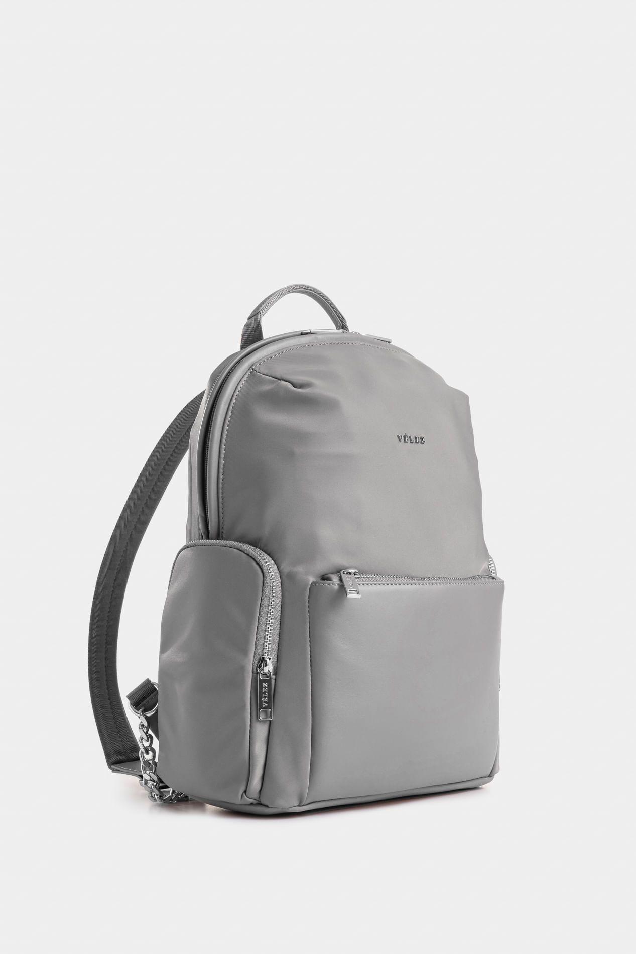 Tula morral de lona y cuero para mujer Orión gris-1