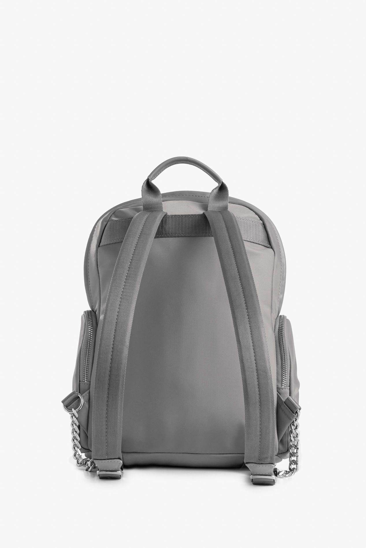 Tula morral de lona y cuero para mujer Orión gris-2