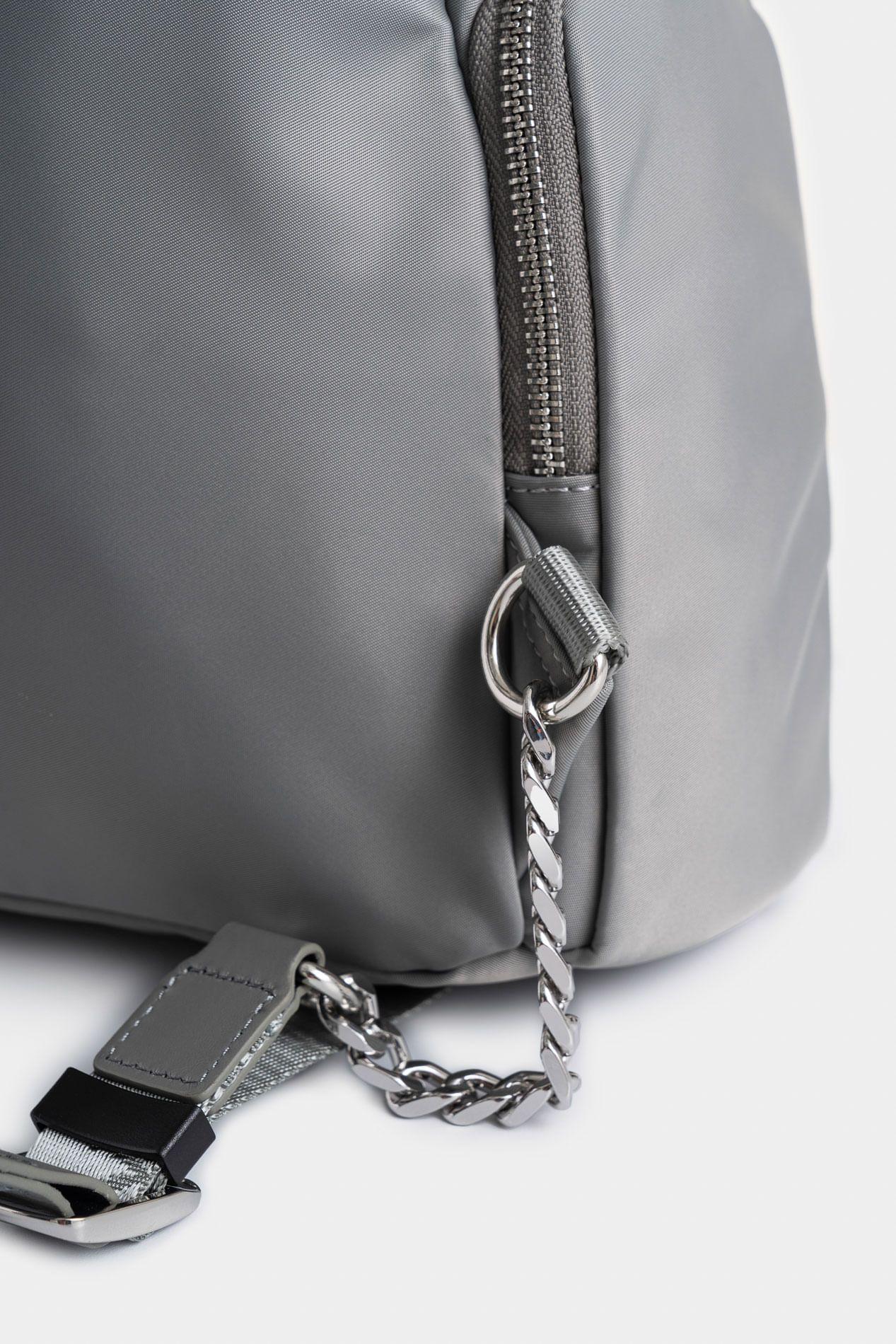 Tula morral de lona y cuero para mujer Orión gris-3