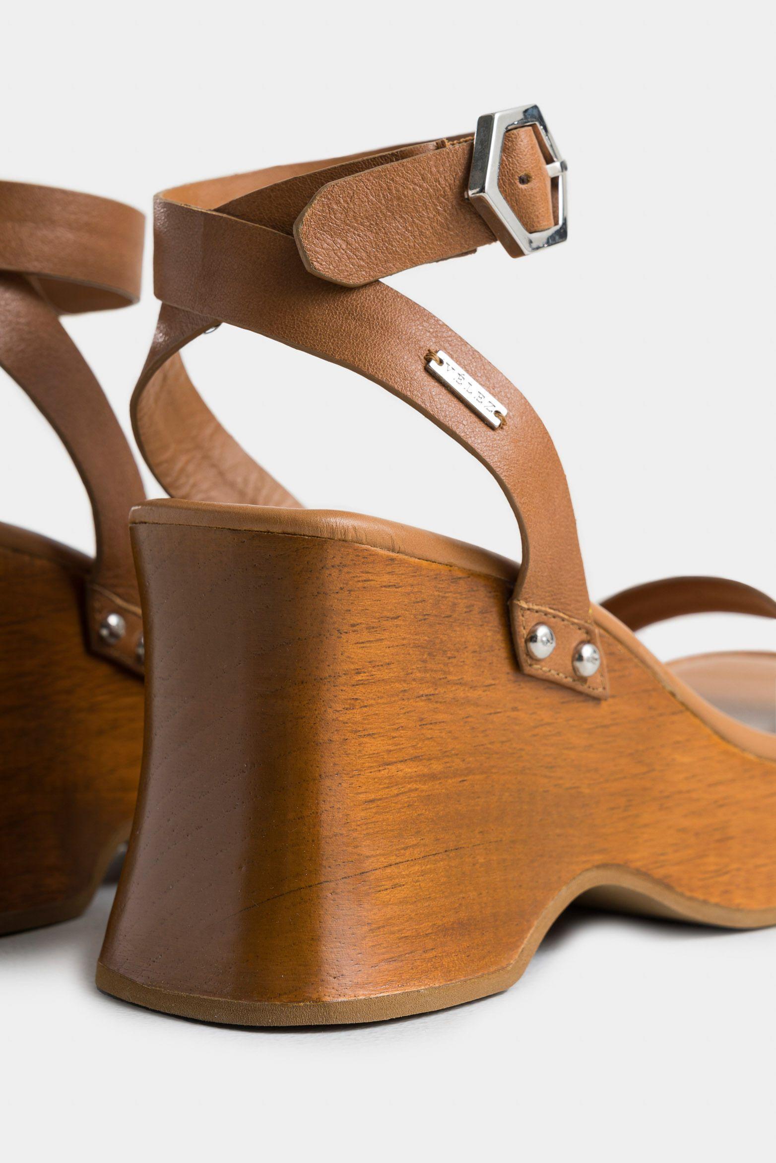 Vélez Sandalia Plataforma Lucero Cuero Mujer Miel-4