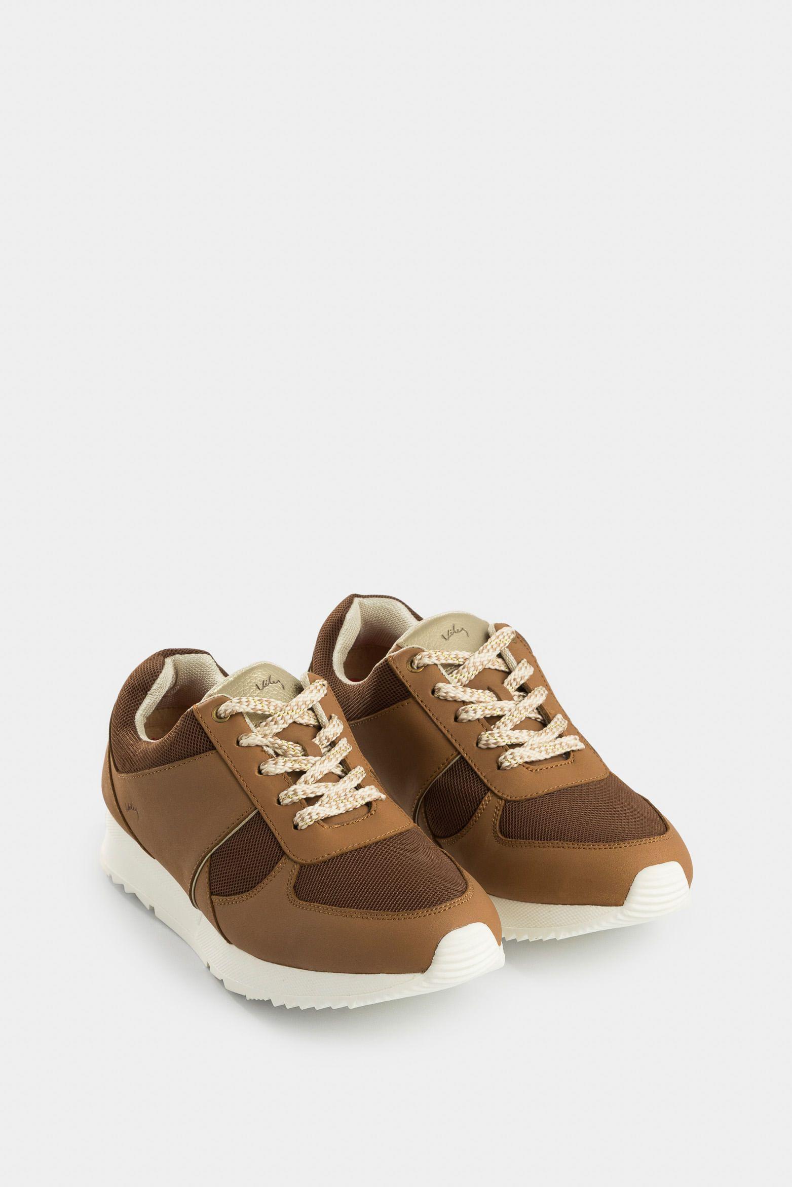 Zapatillas deportivos tropical de cuero para mujer suela de color Miel-1