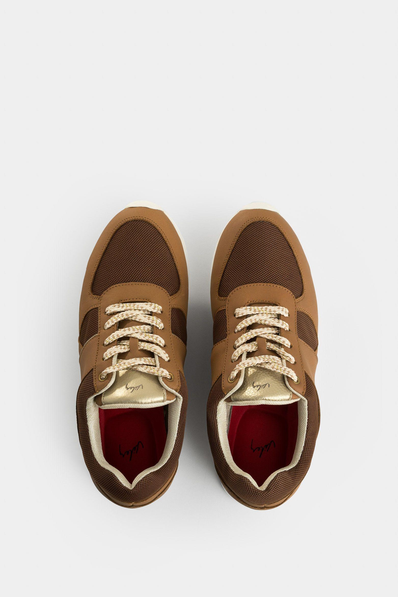 Zapatillas deportivos tropical de cuero para mujer suela de color Miel-3