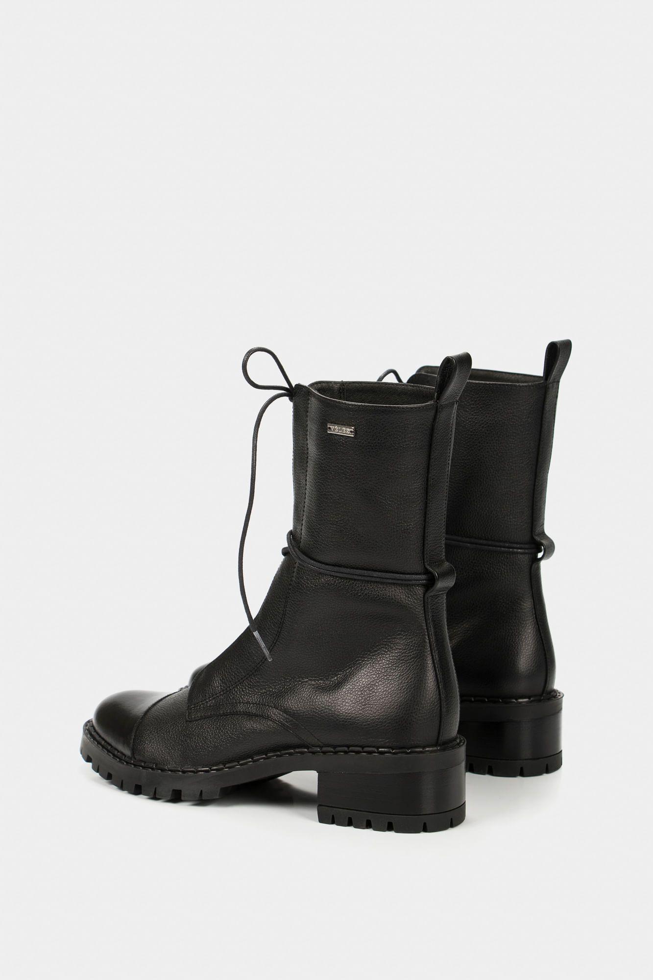 Botines militar Paramo de cuero para mujer cordones  negro-2