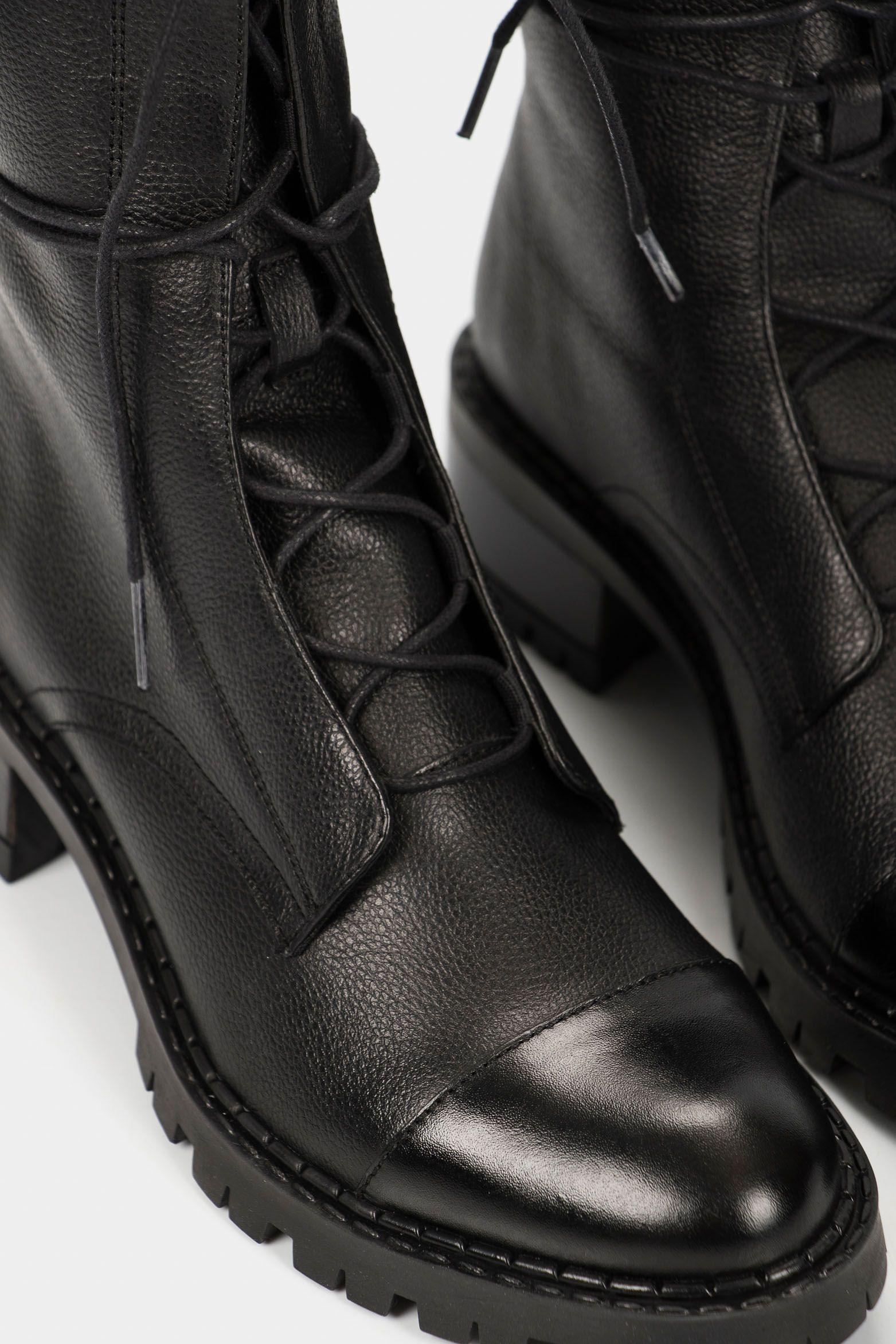 Botines militar Paramo de cuero para mujer cordones  negro-3