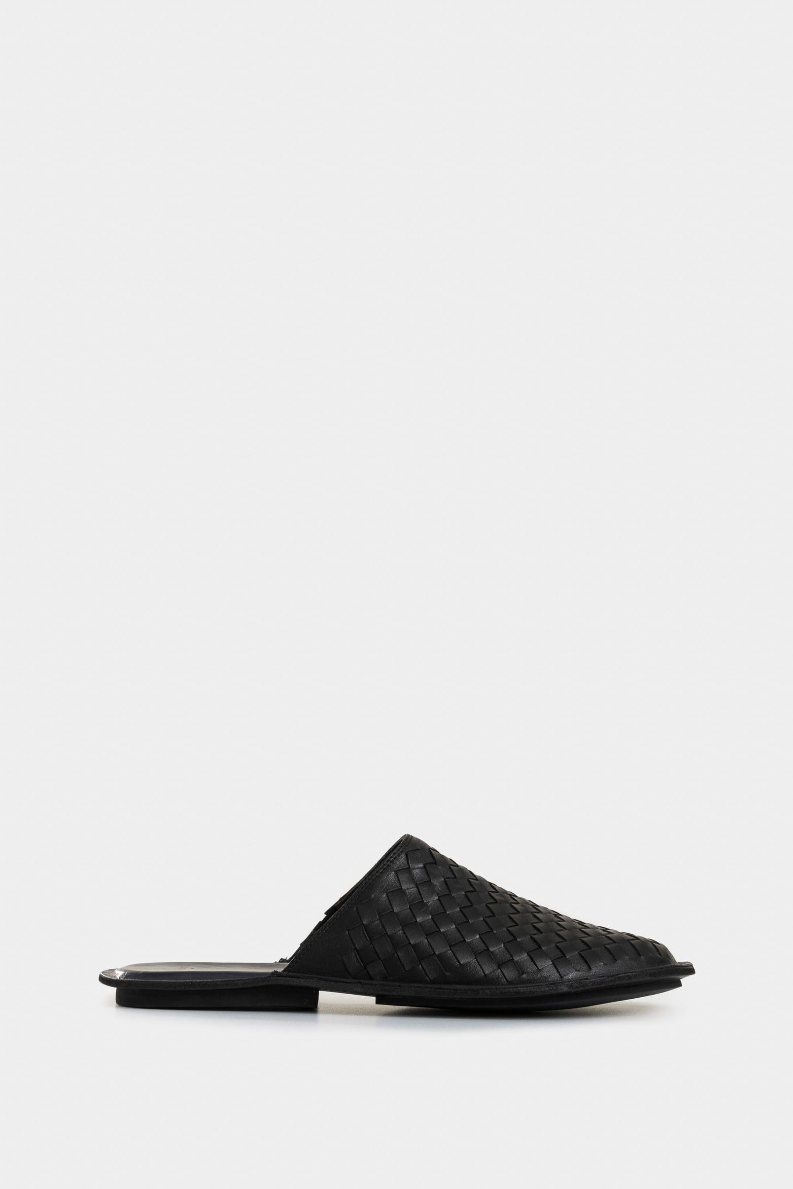 Vélez Slipper Tejido En Cuero Para Hombre Confort Negro-1