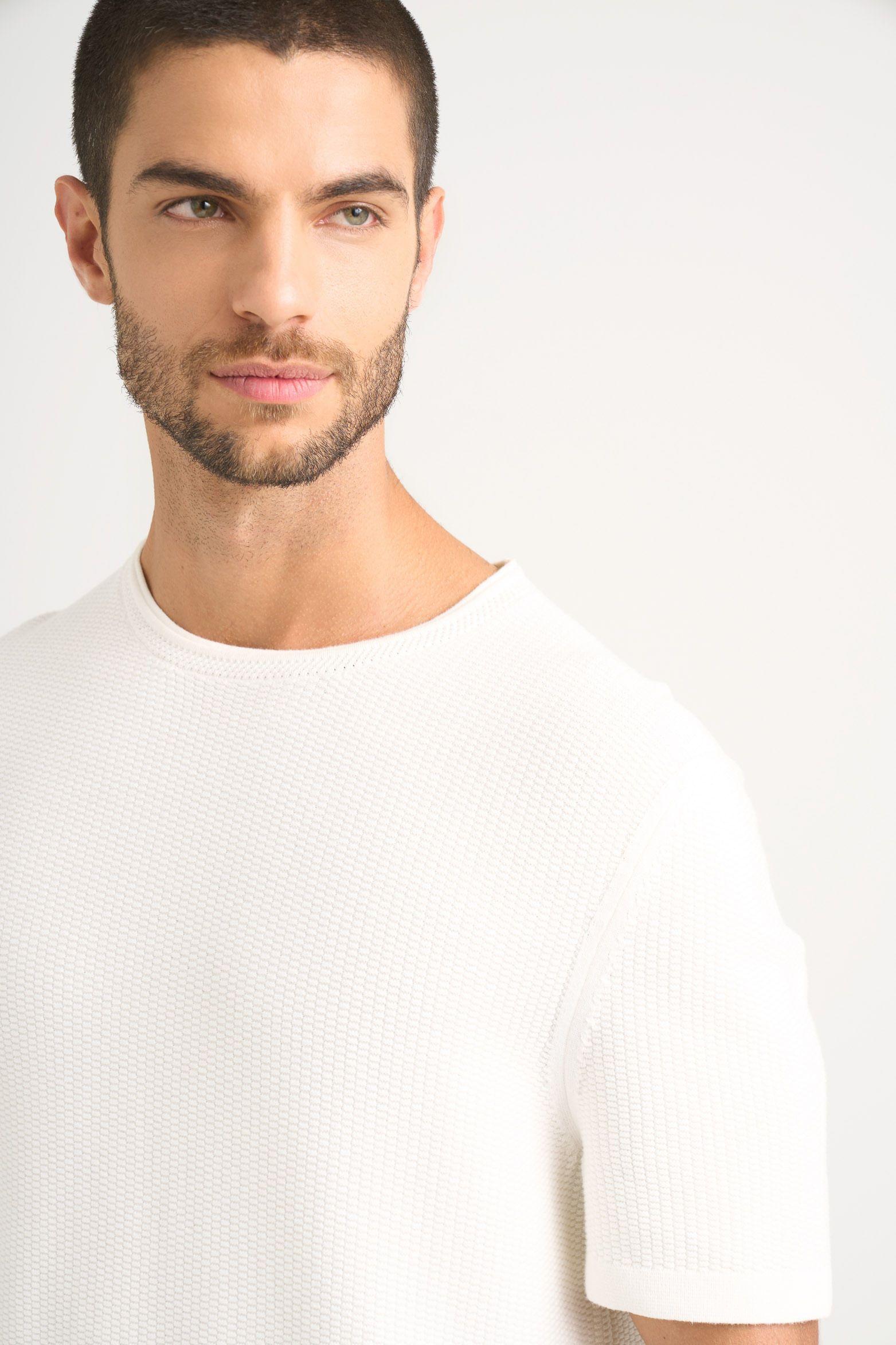 Vélez Polera Lucca Manga Corta Hombre Cuello Redondo Crema-2