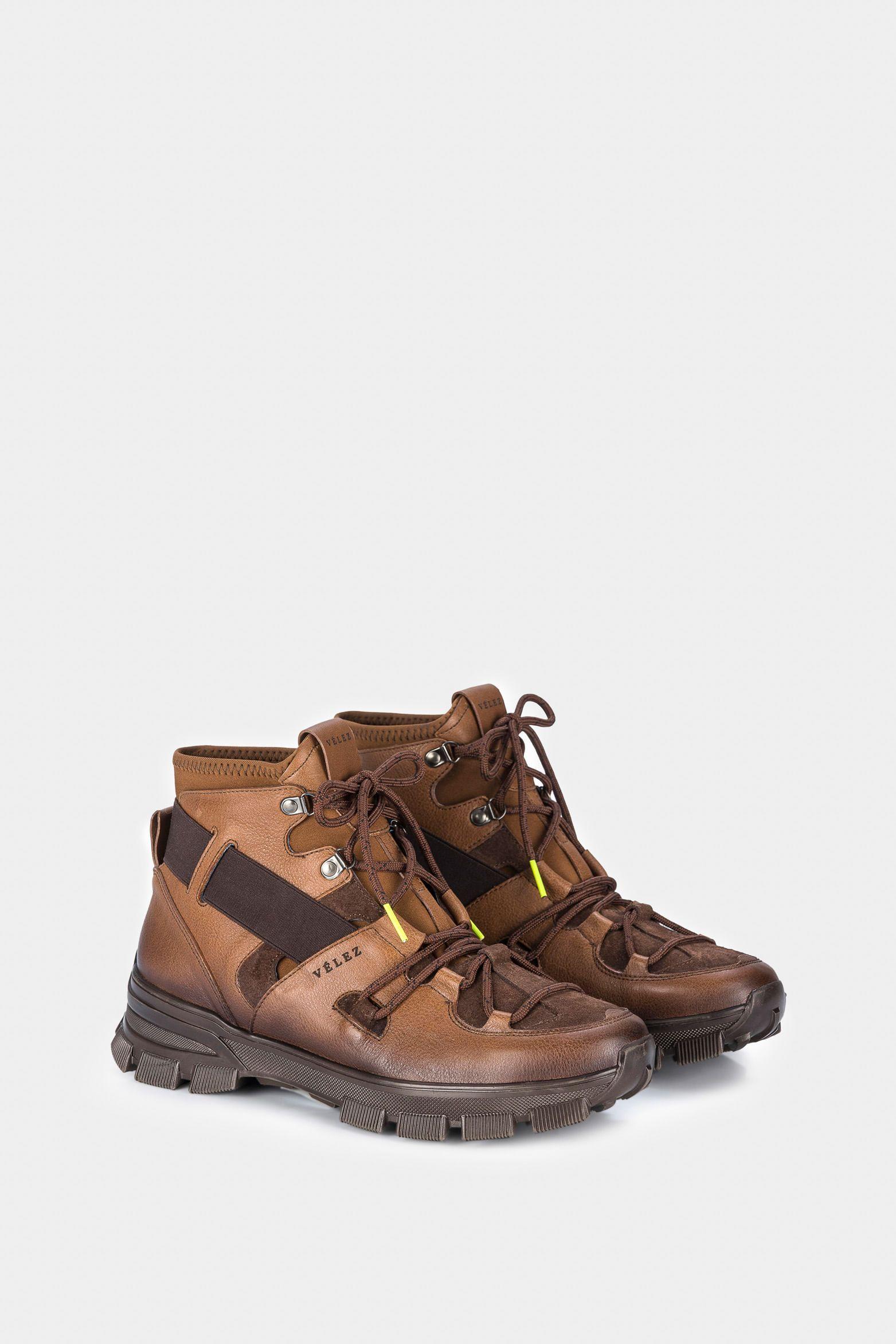 Botas boreal de cuero para hombre efecto espasolado artesanal Miel-1