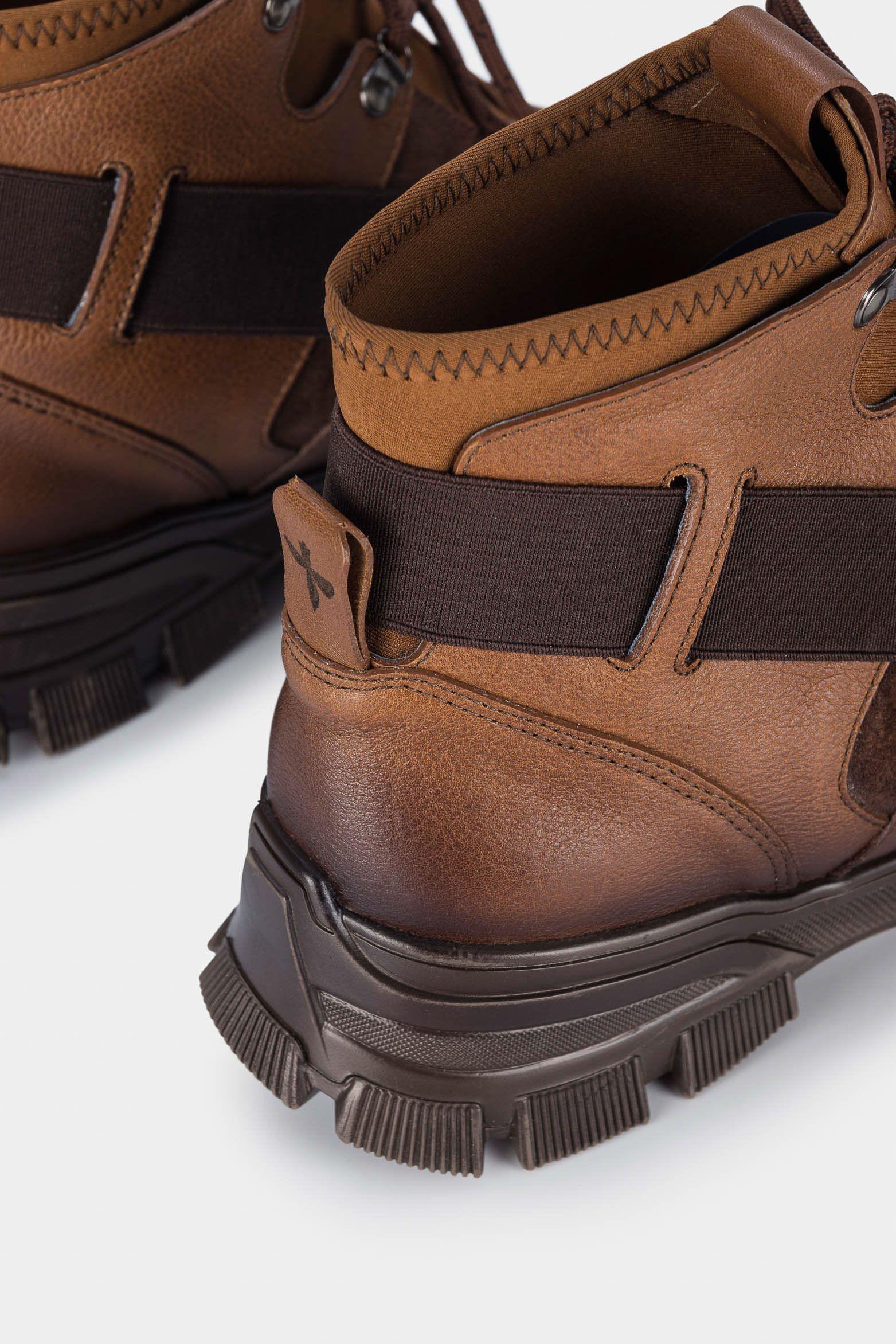 Botas boreal de cuero para hombre efecto espasolado artesanal Miel-4