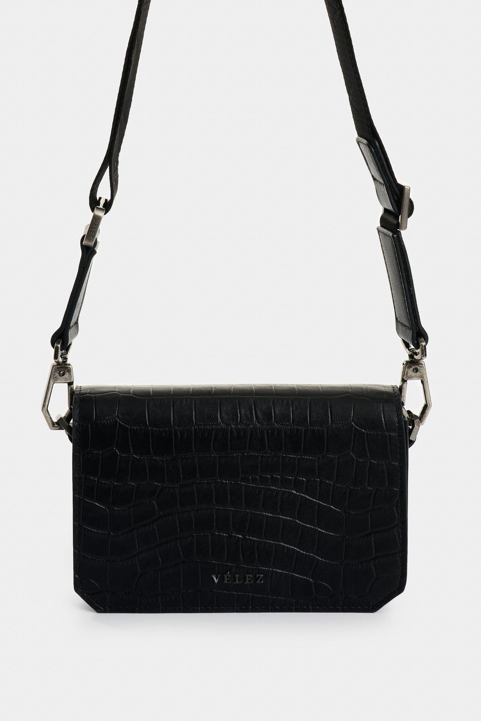 Vélez Manos Libres Mini Garniel Cuero Hombre Croco Negro-0