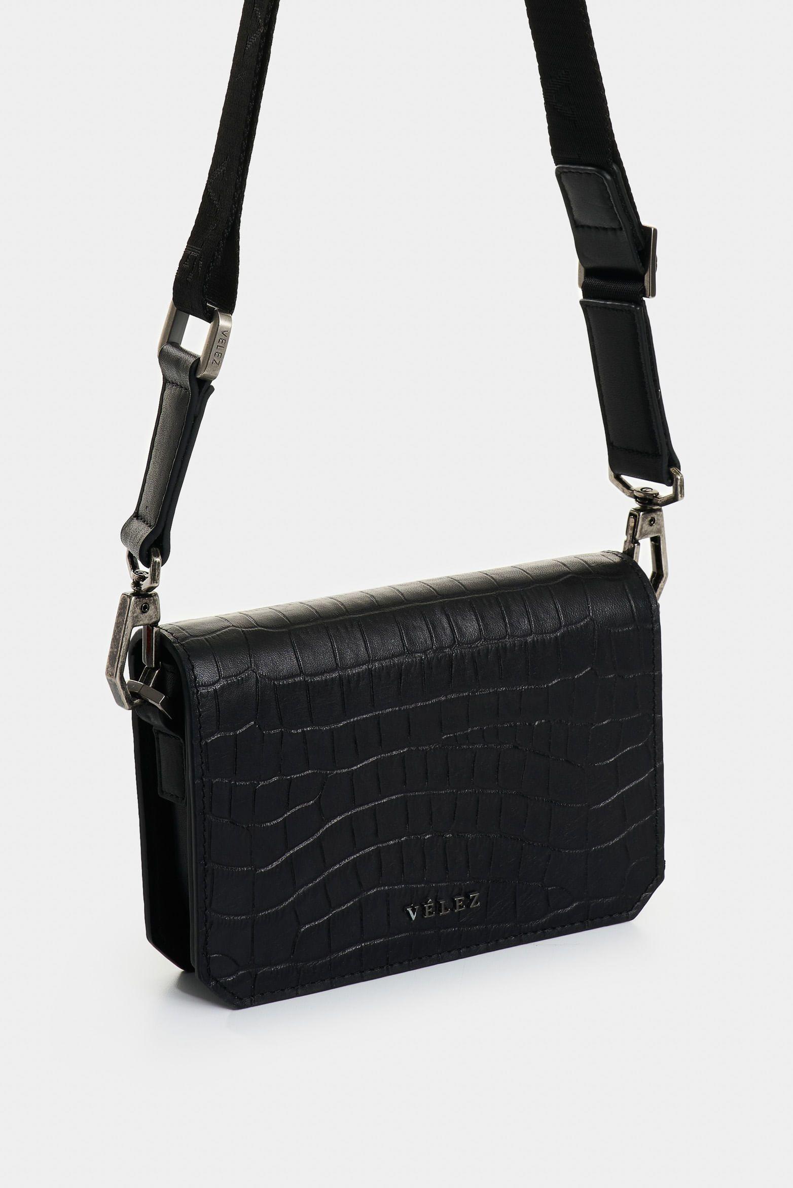 Vélez Manos Libres Mini Garniel Cuero Hombre Croco Negro-1