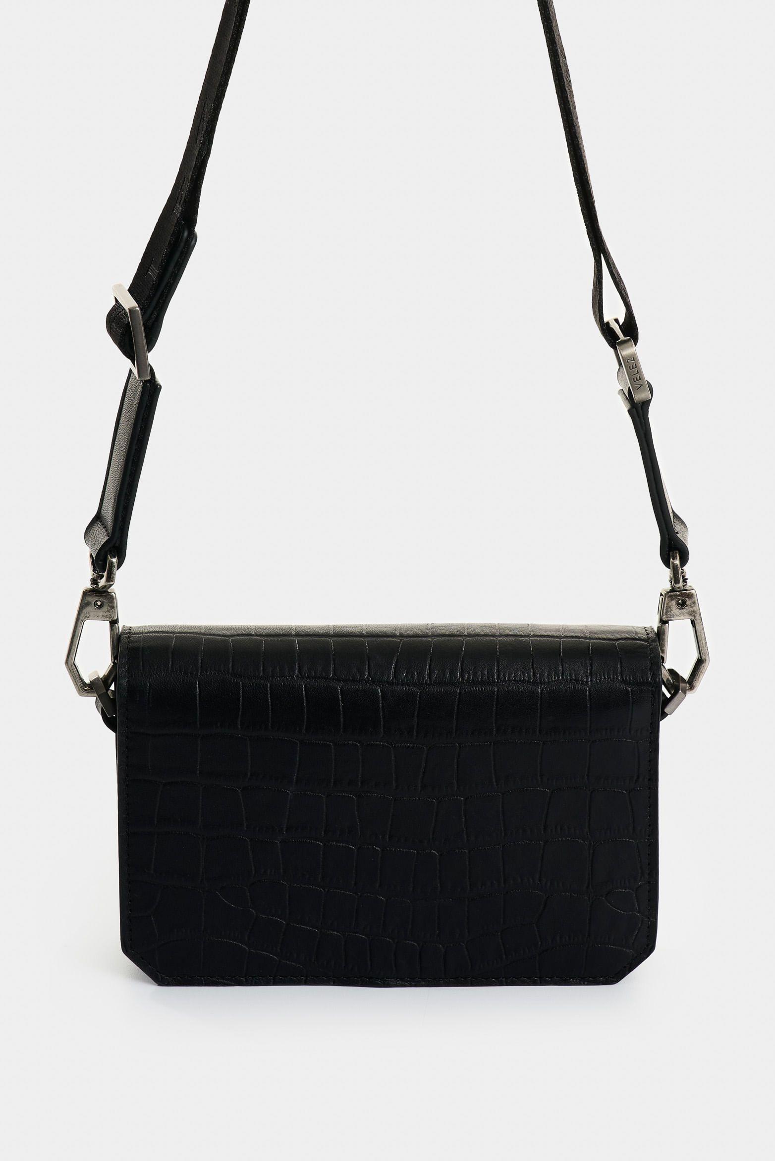 Vélez Manos Libres Mini Garniel Cuero Hombre Croco Negro-2