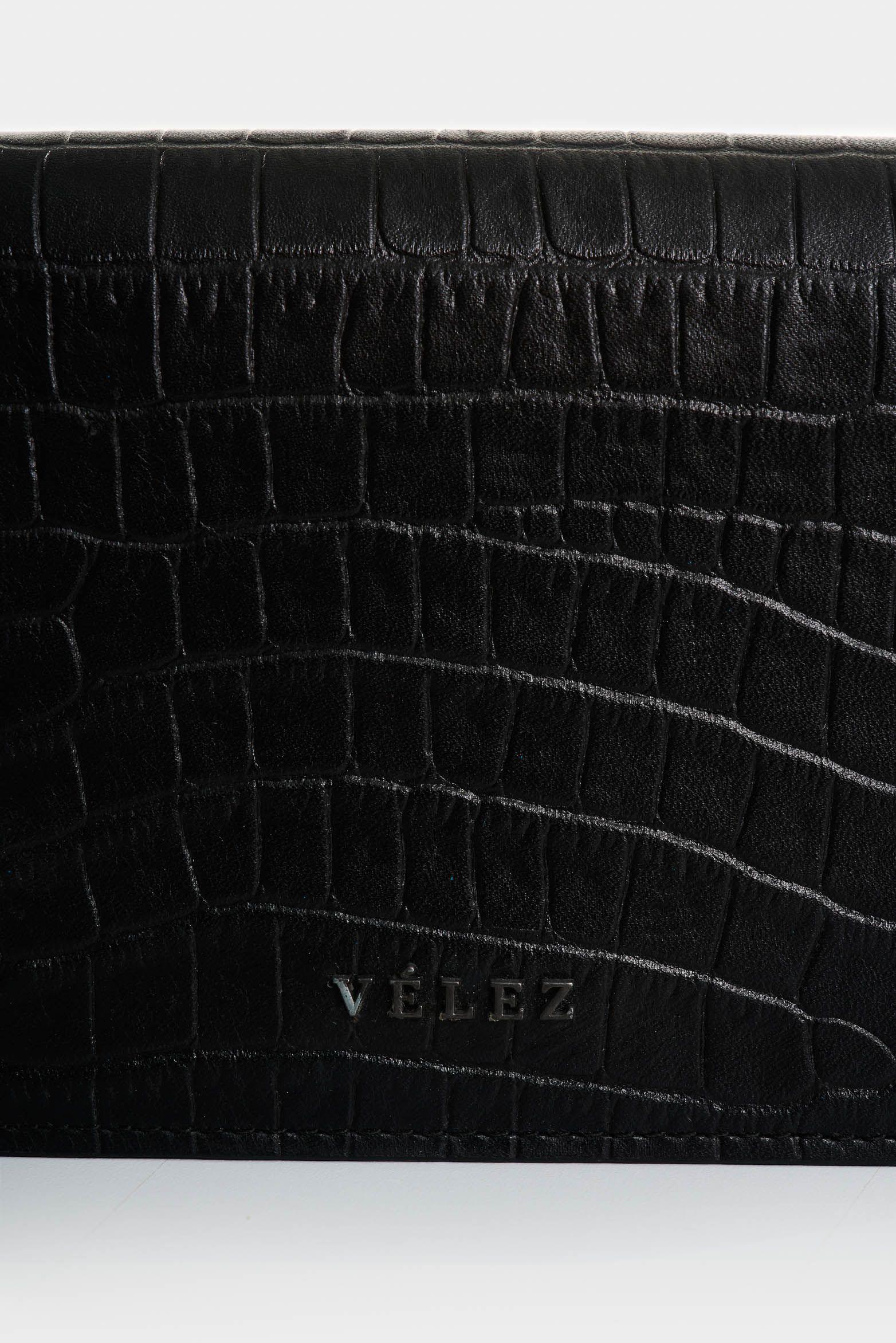 Vélez Manos Libres Mini Garniel Cuero Hombre Croco Negro-3