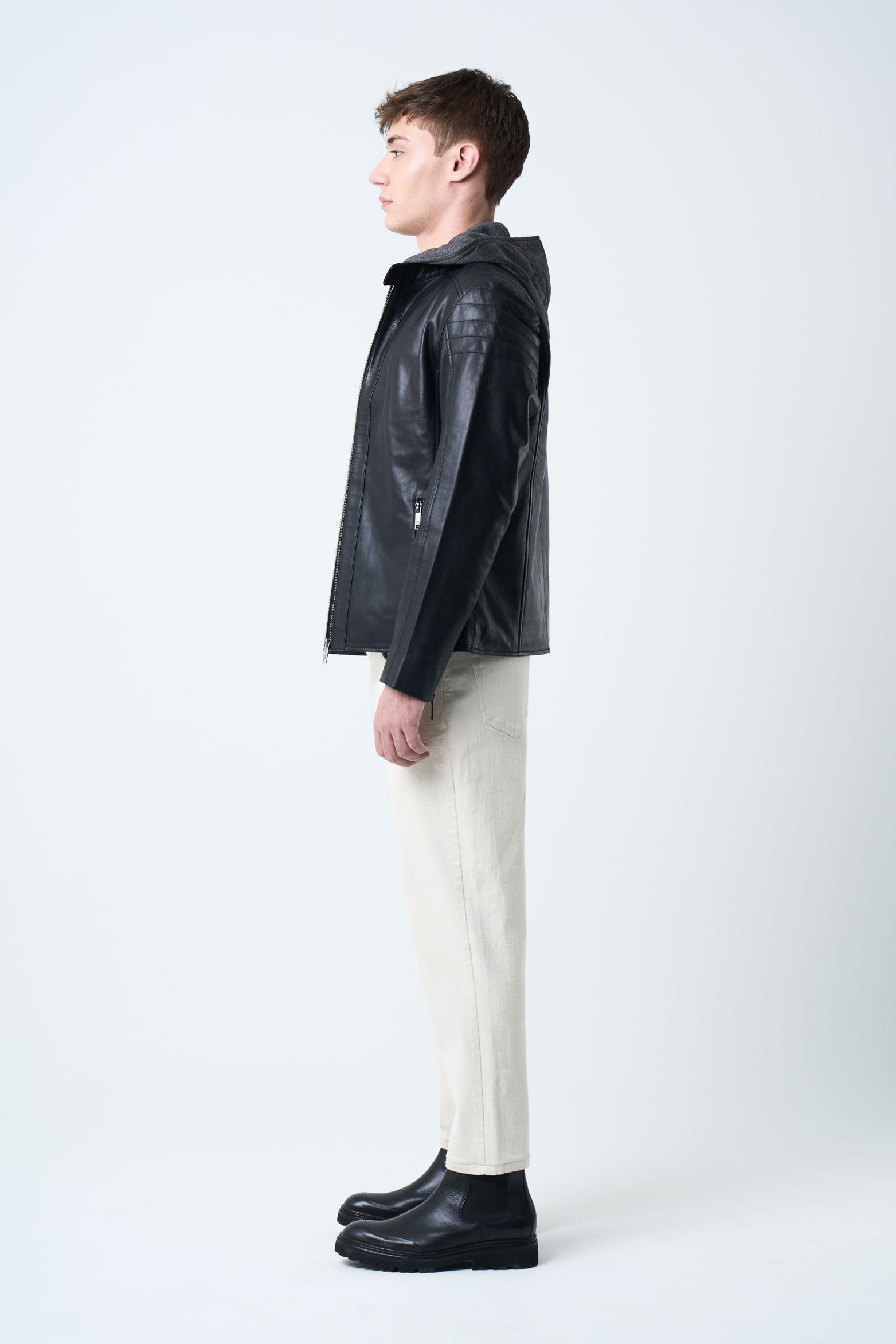 Vélez Chaqueta Belmont 2 Cuero Liso Hombre Semi Ajustada Negro-1