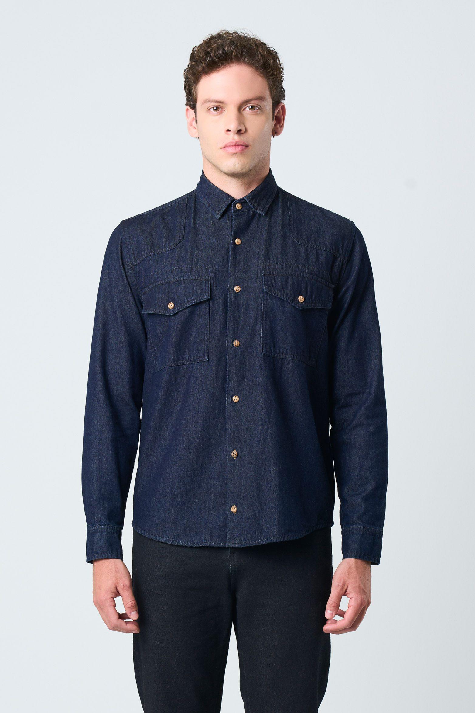 Vélez Camisa Manga Larga Brescia Hombre Semifit Azul Oscuro-1