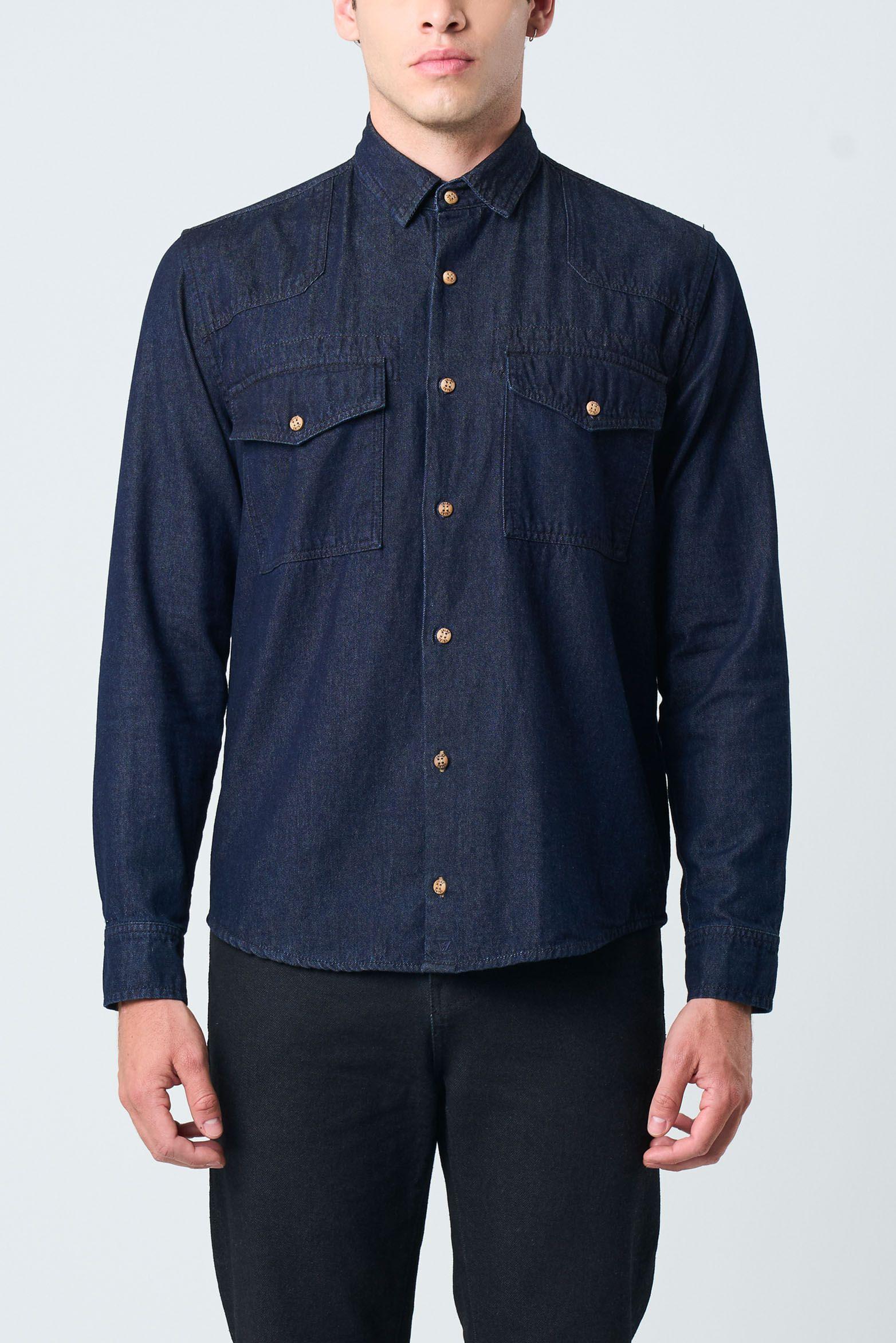Vélez Camisa Manga Larga Brescia Hombre Semifit Azul Oscuro-7