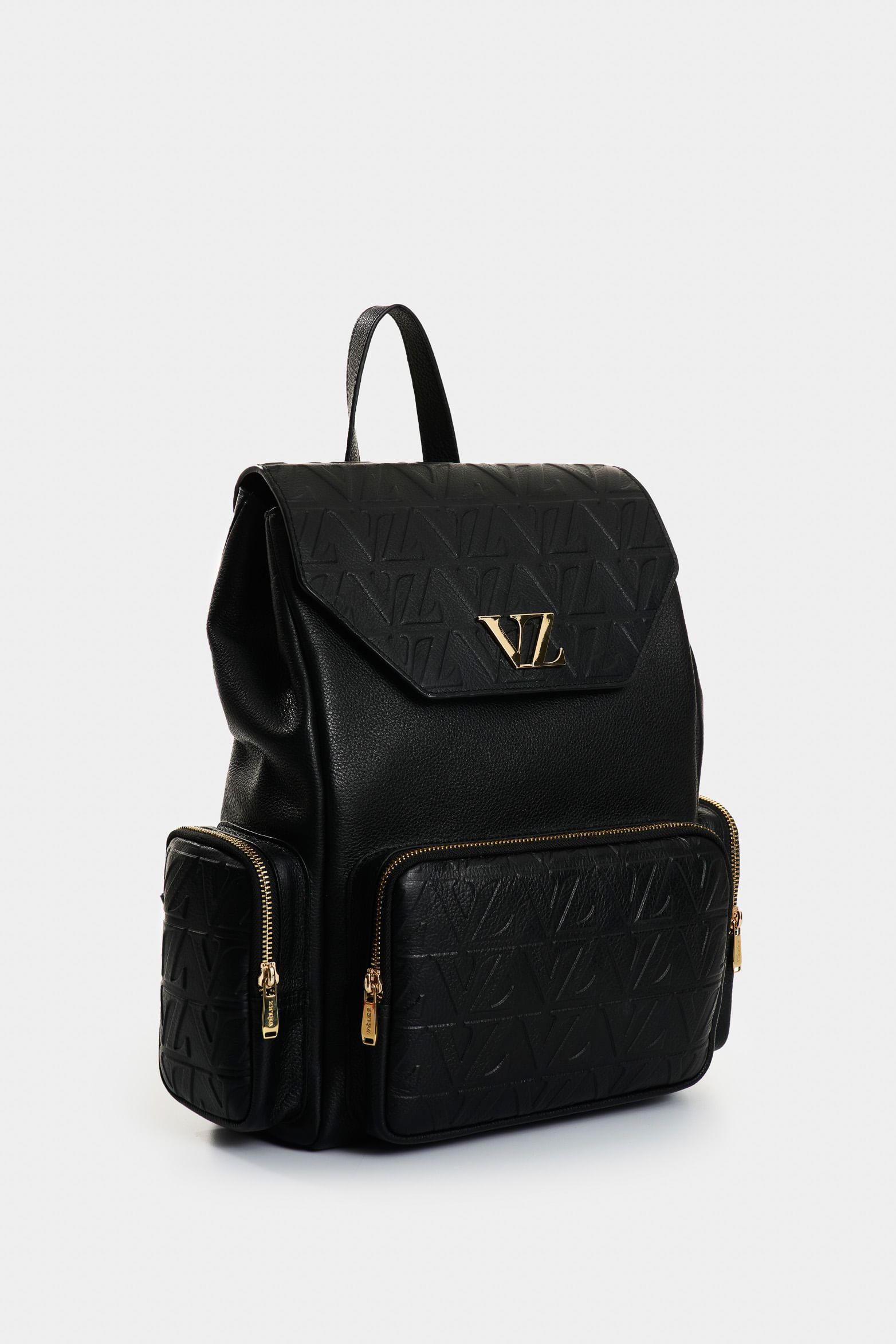 Vélez Mochila Silene De Cuero Para Mujer Monogram Negro-1