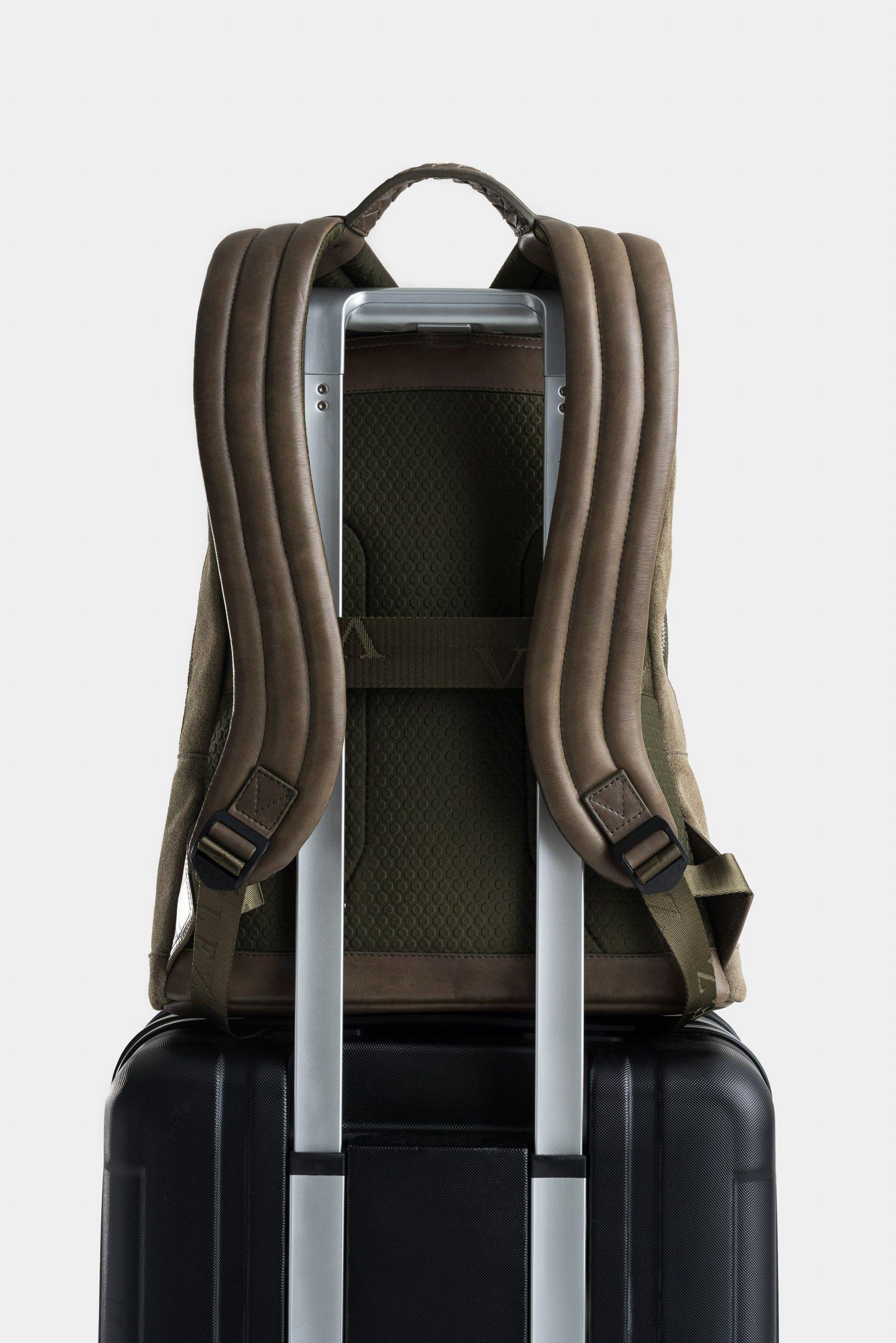 Vélez Mochila Bolet Cuero Gamuzado Hombre Verde Oliva-2