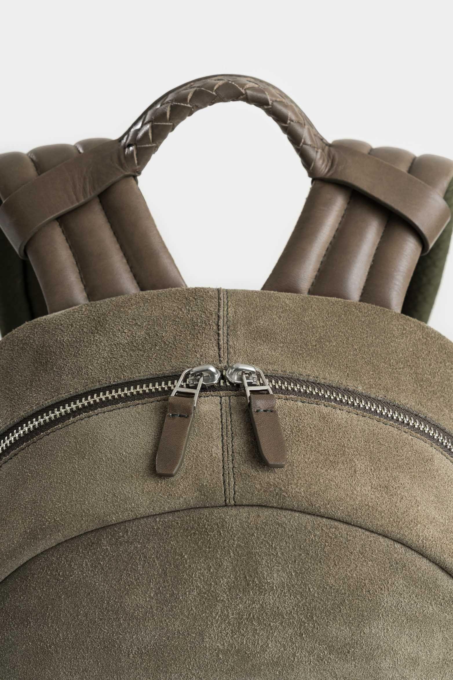 Vélez Mochila Bolet Cuero Gamuzado Hombre Verde Oliva-3