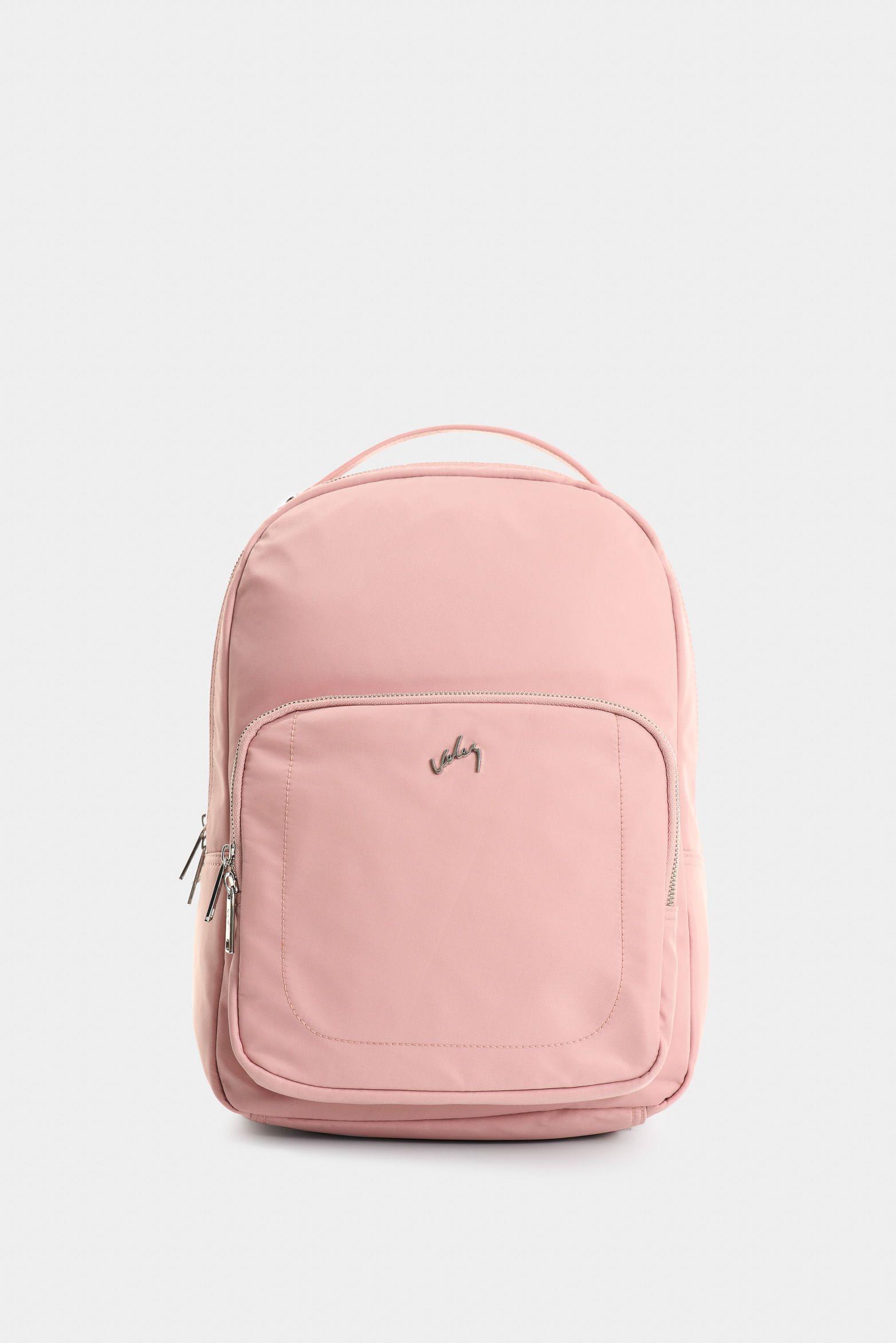 Vélez Mochila Púrpura De Lona Para Mujer Manija Cuero Rosado-0