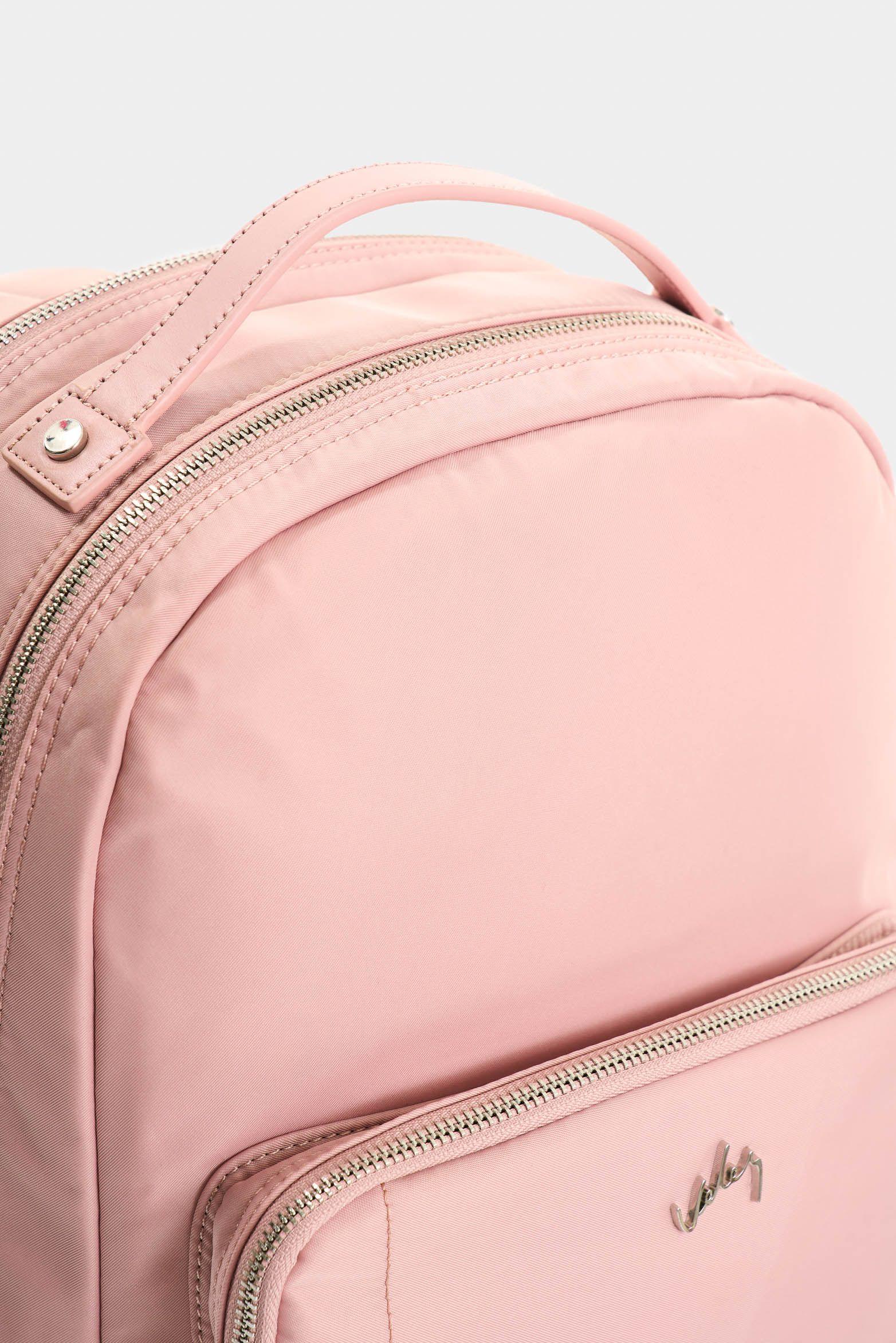 Vélez Mochila Púrpura De Lona Para Mujer Manija Cuero Rosado-3