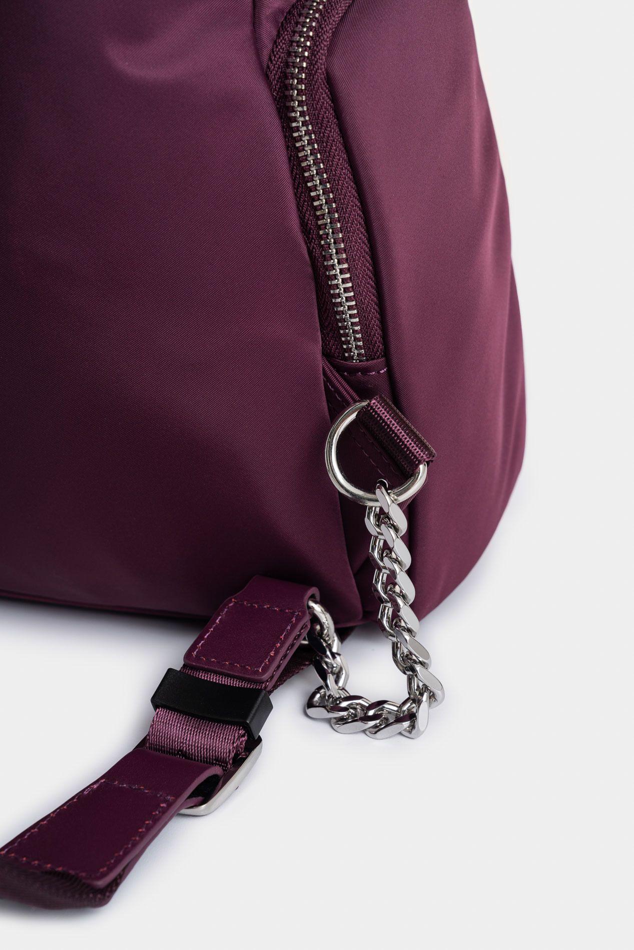 Tula morral de lona y cuero para mujer Orión moro-3