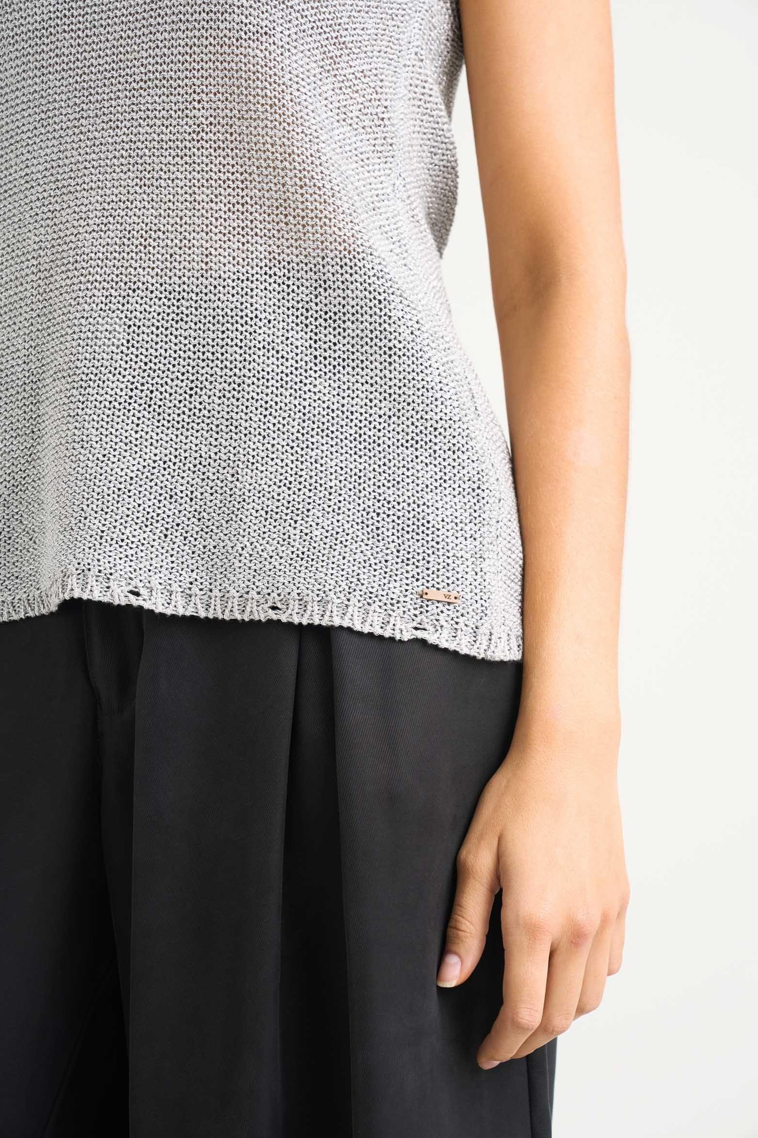 Vélez Polera Tejida Para Mujer Efecto Metalizado Lúre Gris-4