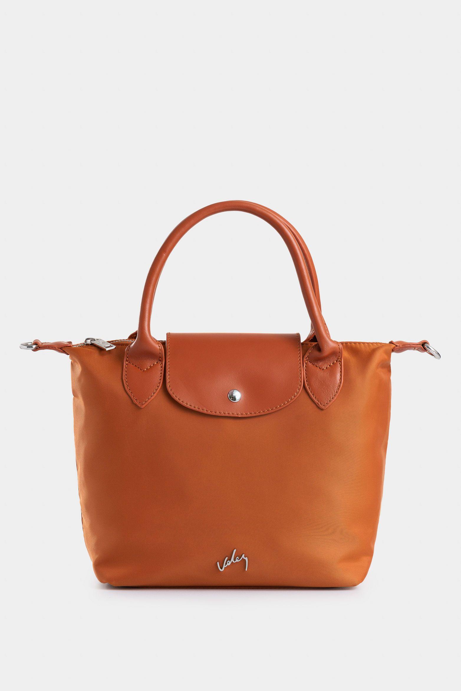 Bowling Ámbar en lona para mujer detalle cuero miel-0