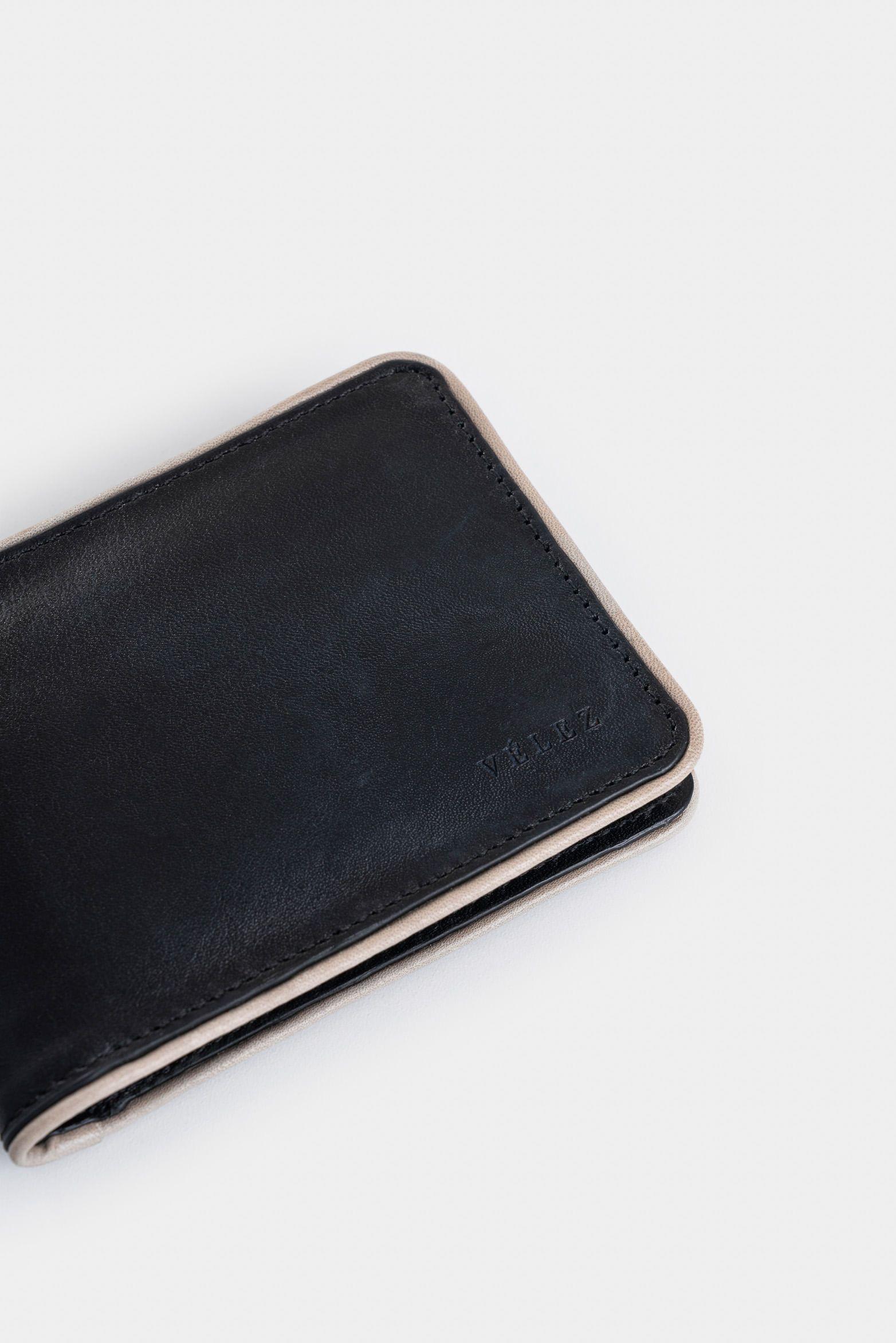 Billetera Pegasus de cuero para hombre detalle contraste negro-3