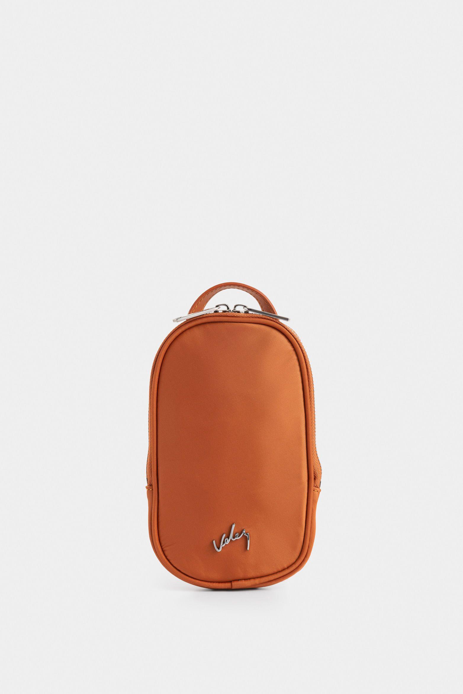 Manos libres Elora en lona para mujer manija cuero miel-0