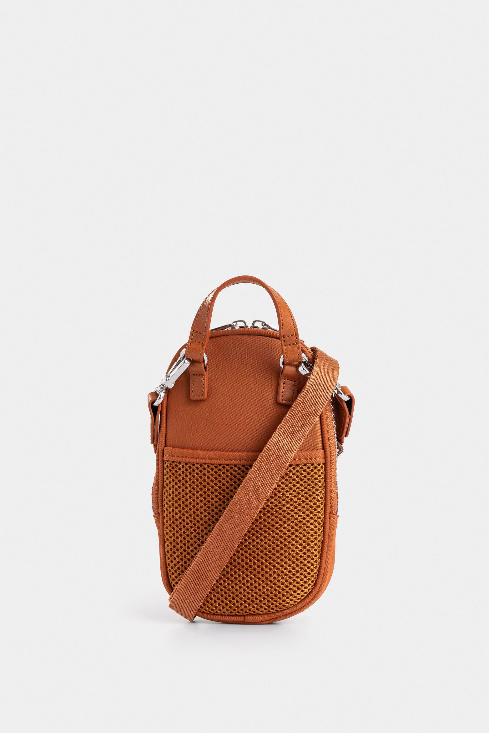 Manos libres Elora en lona para mujer manija cuero miel-2