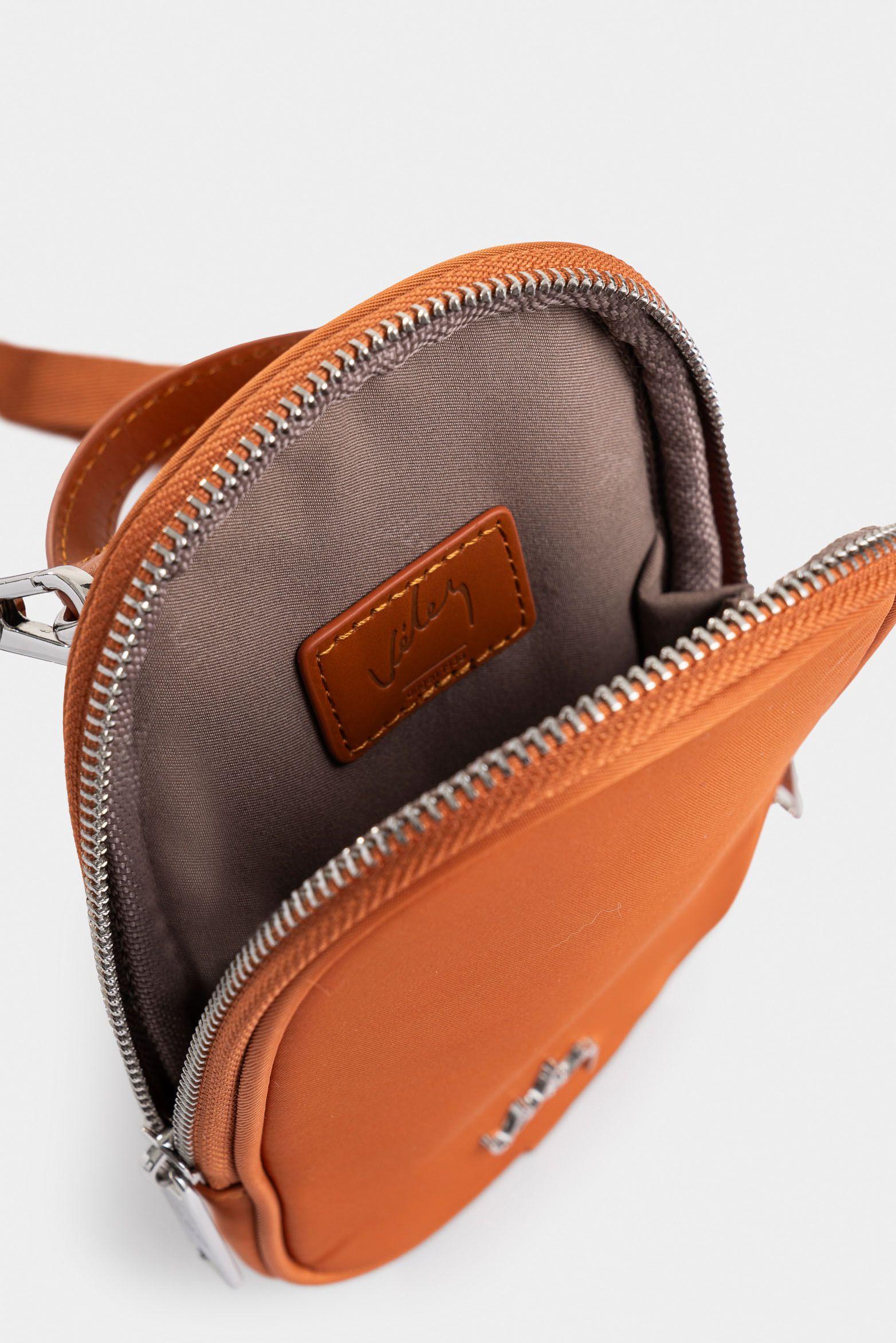 Manos libres Elora en lona para mujer manija cuero miel-4